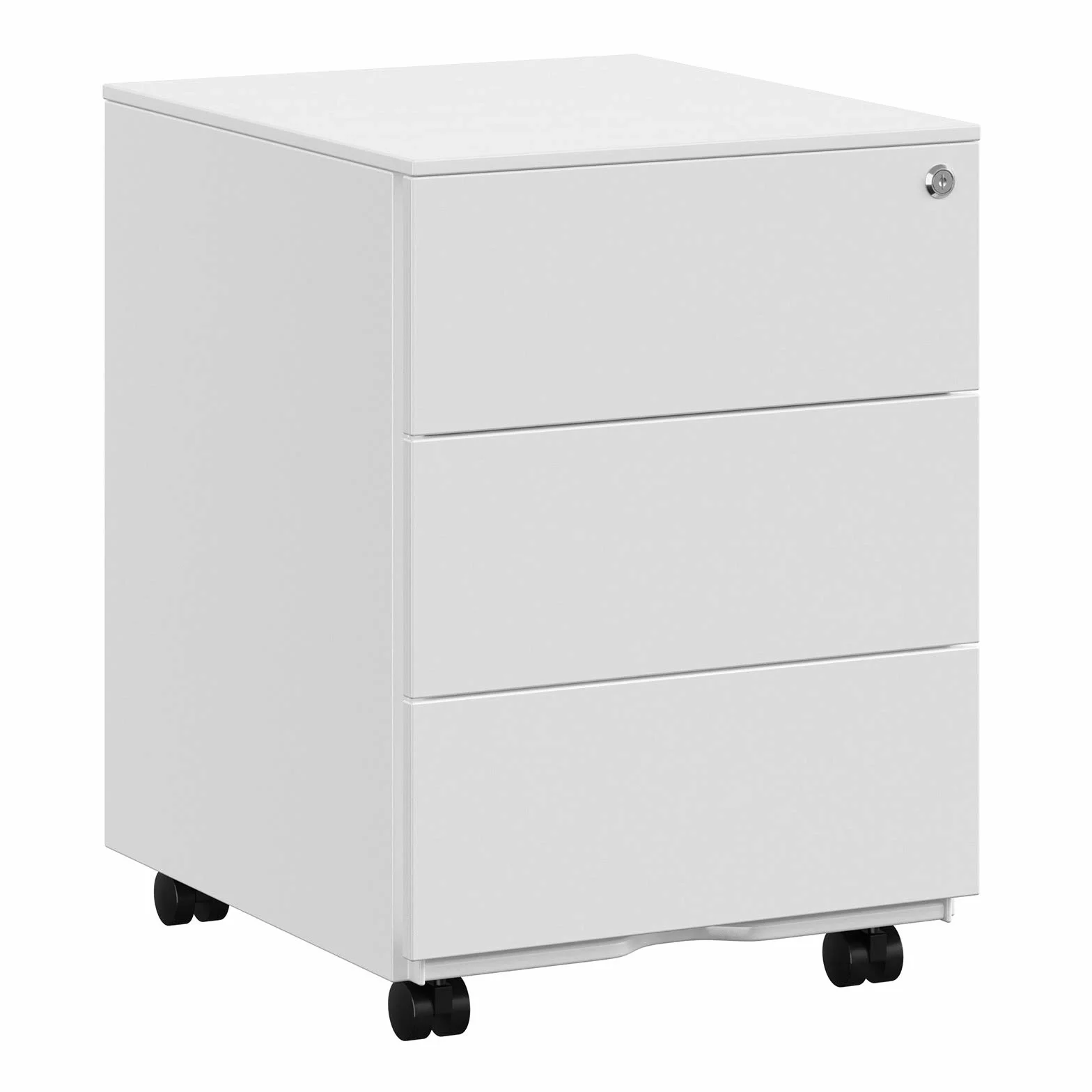 SONGMICS Cajonera, Archivador Móvil, Armario Metálico, Soporte para Impresora, con Cerradura, 3 Cajones, Premontado, Oficina, Oficina Casa, 45 x 39 x 54 cm, Blanco Mate OFC63WT