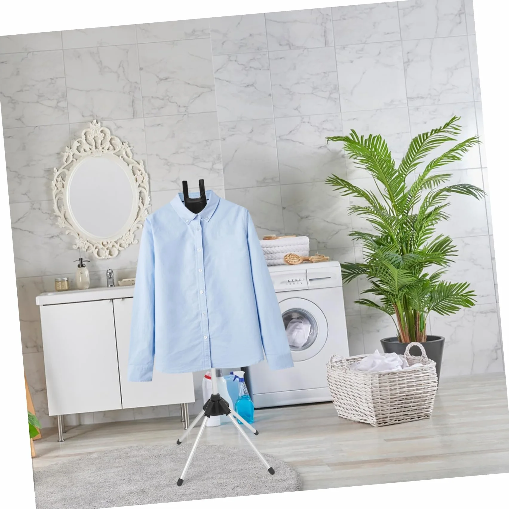 PRETYZOOM Soporte Plegable para Plancha de Vapor Tabla Integrada y Base de Cuatro Patas, Material de Aleación de Aluminio y Plástico para Ropa y Prendas, Fácil Almacenamiento y Altura