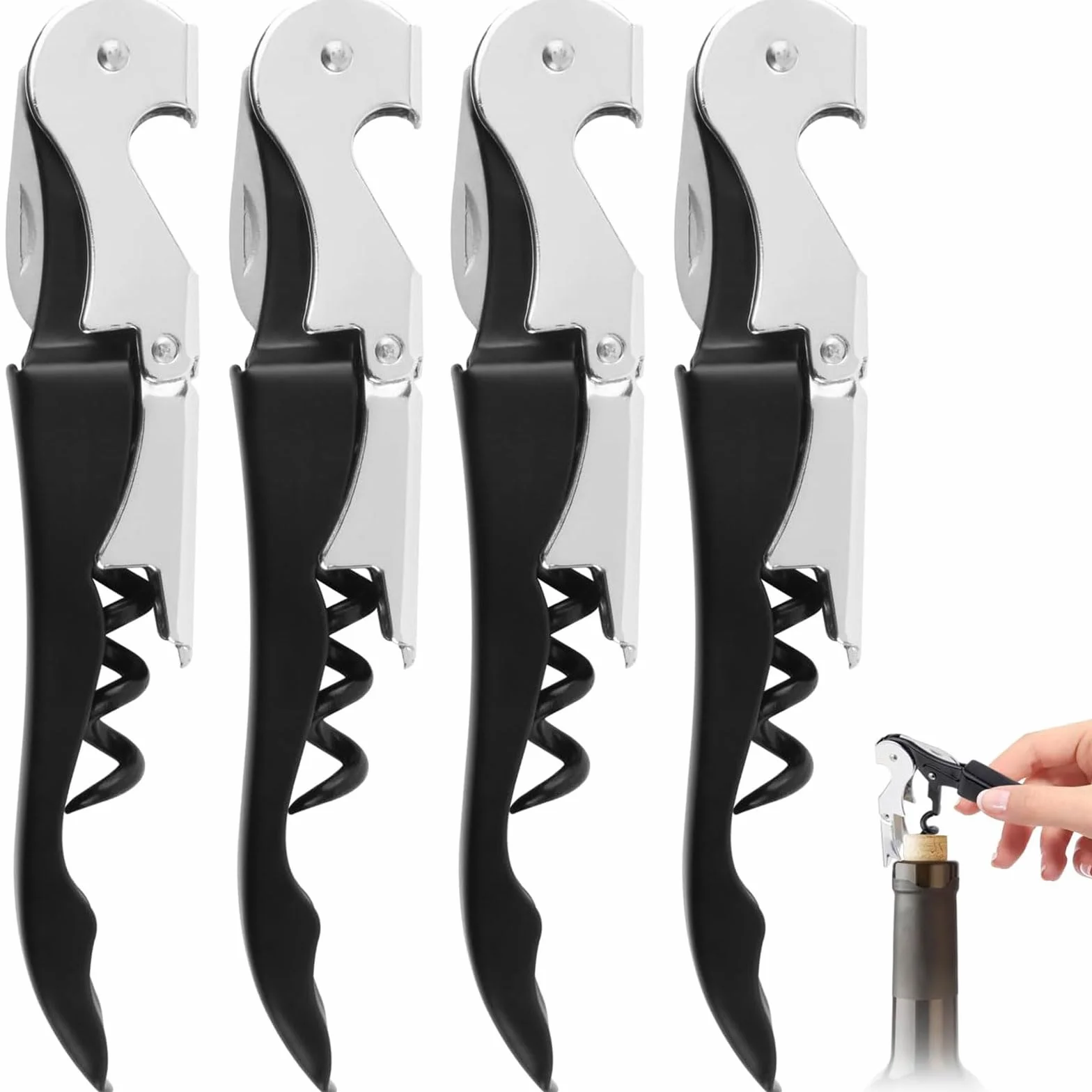 Sacacorchos de acero inoxidable 3 en 1, abridor de vino y cerveza para sommeliers