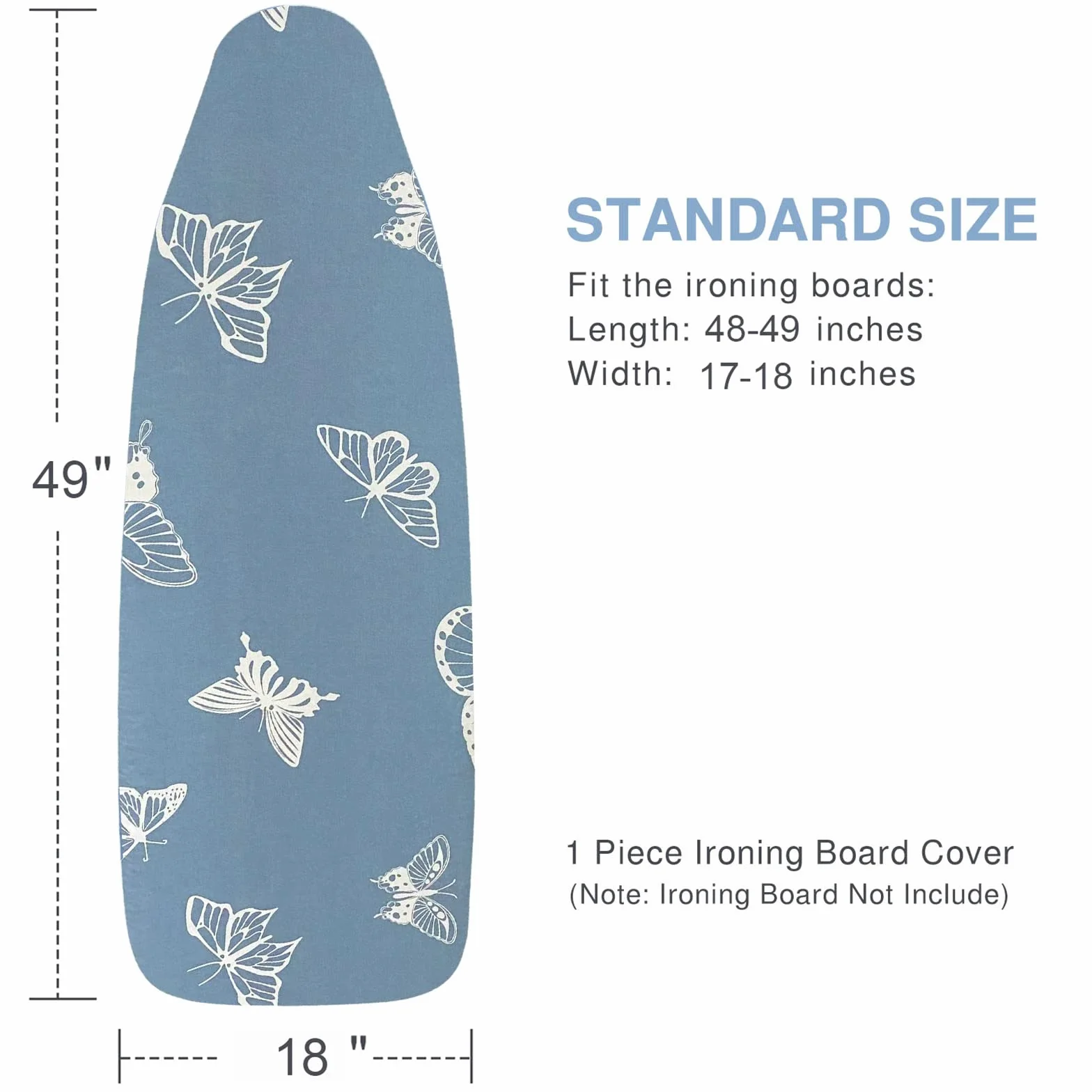 VividPaw Funda y almohadilla para tabla de planchar de 18 x 49 pulgadas, extra ancha, acolchado grueso, borde elástico, revestimiento de silicona, resistente a quemaduras y manchas, fundas para tabla