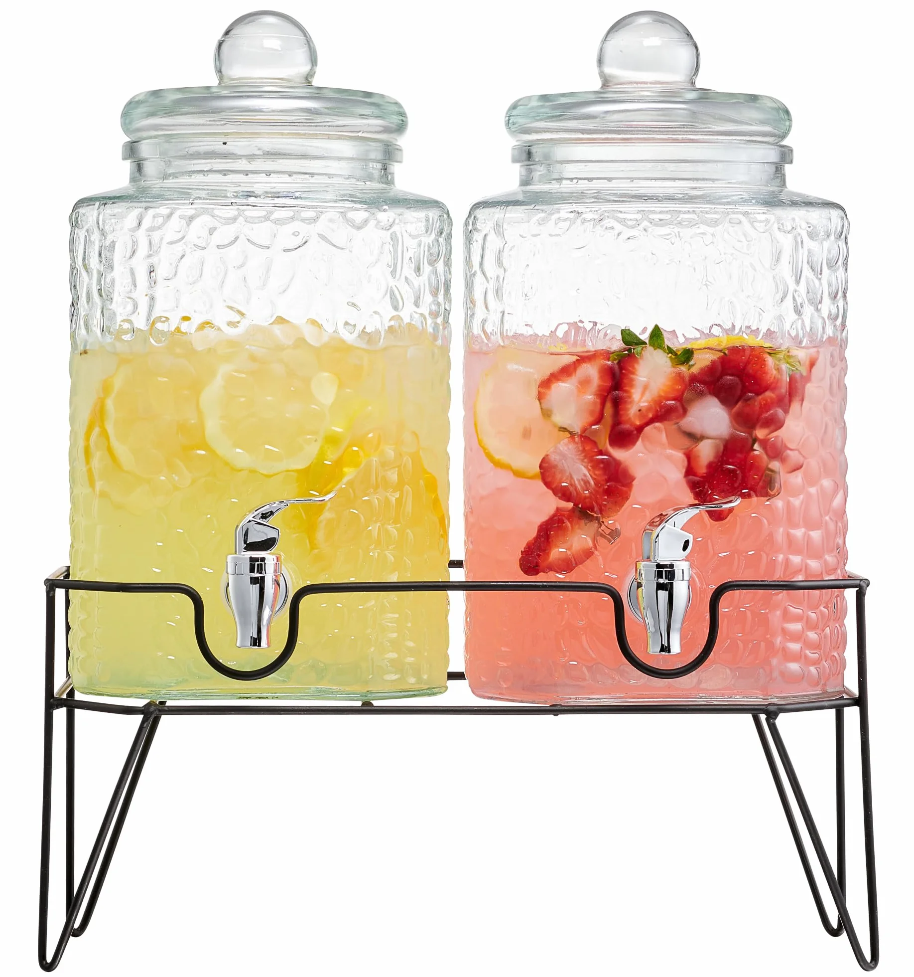 Style Setter 210266-RB 1.5 galones cada vaso dispensador de bebidas con soporte de metal (juego de 2), transparente