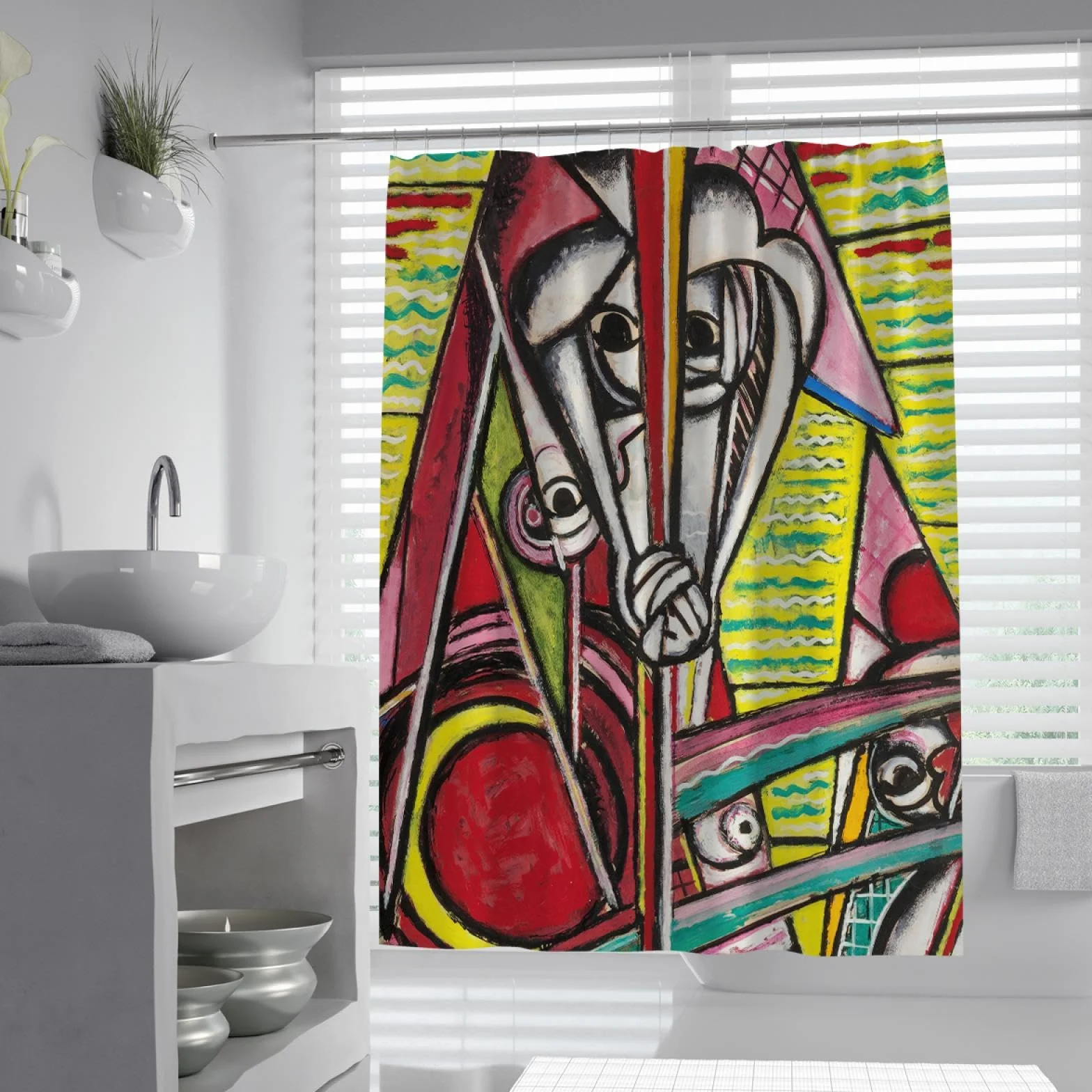 Cortina de Ducha baño Impermeable Cortina de baño Colorida Abstracta Moderna Cortinas de Ducha Tela poliéster Lavables para baño 200x200
