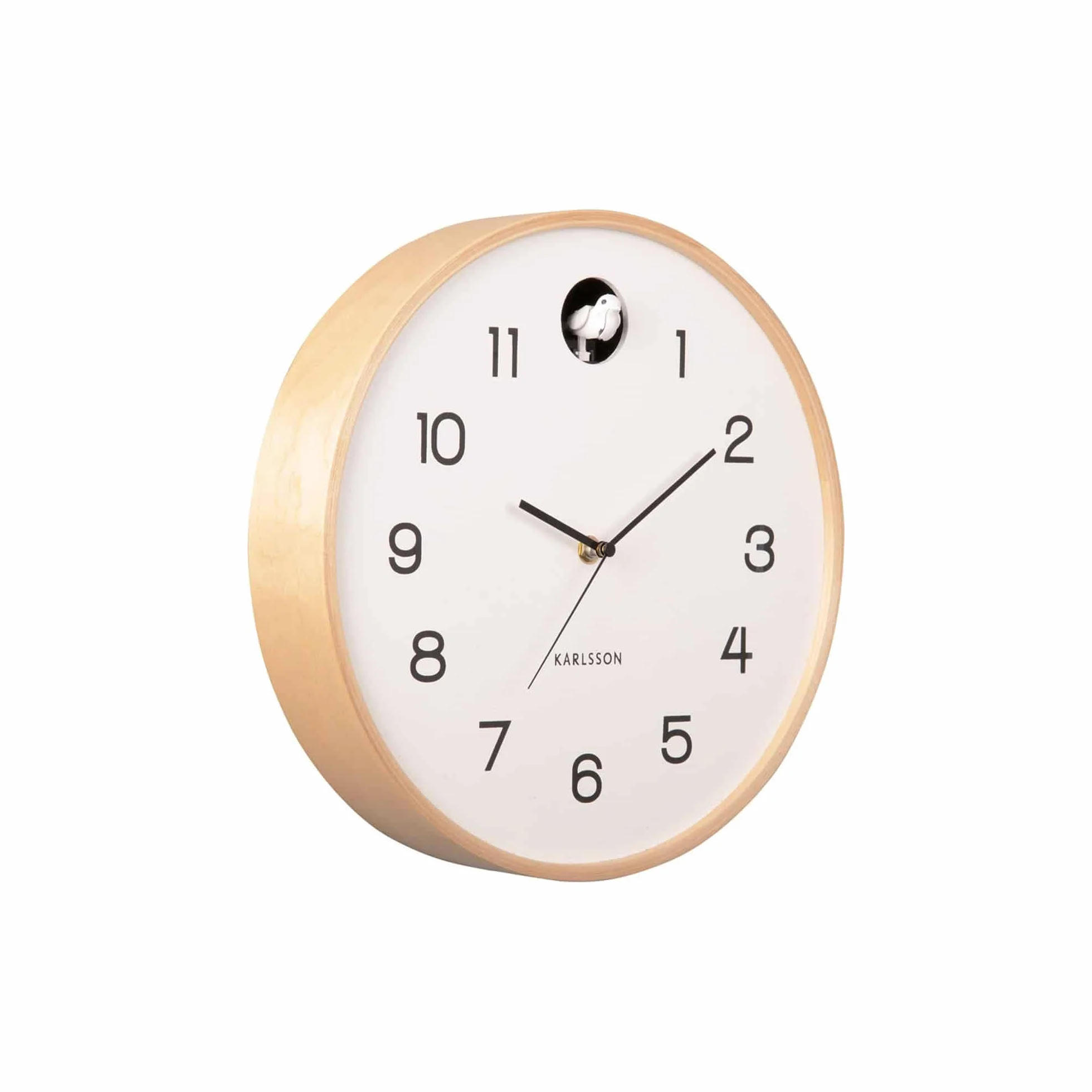 Karlsson [SA2023/12] Cuckoo - Reloj de Pared de Madera de Abedul Natural, Color Blanco