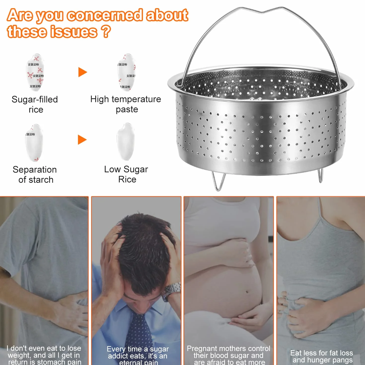 Vaporera Inserto de Vapor Acero INOX 304 Cesta para Ollas Verduras Pescado