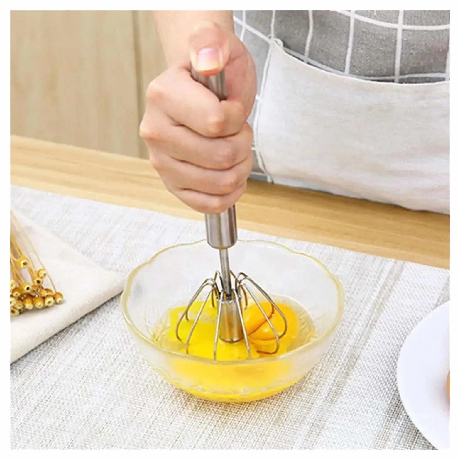 Batidora manual de huevos acero inoxidable for batir y mezclar crema sin esfuerzo(12inch)