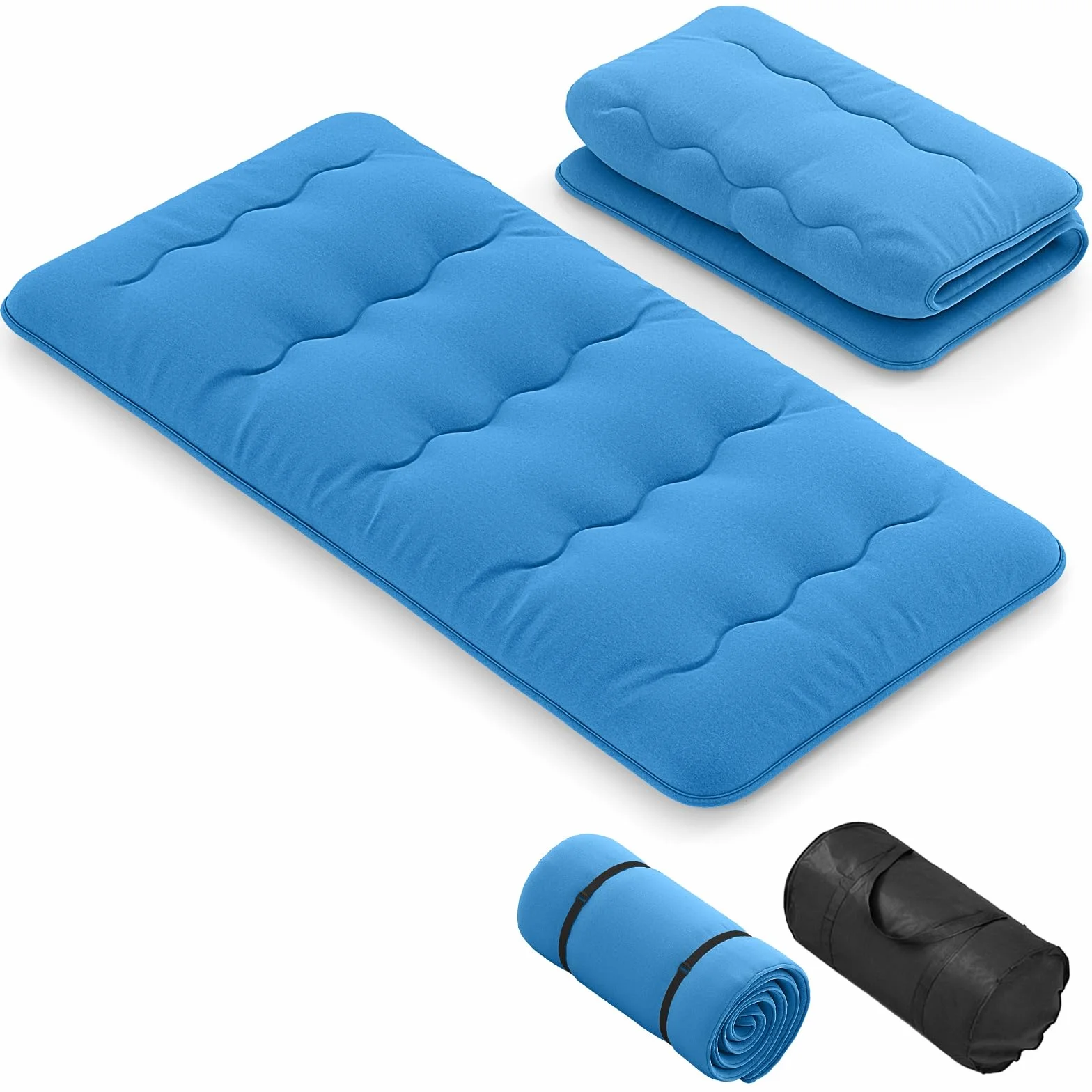 GOPLUS - Colchón Futón japonés para 1/2 personas, cama plegable y portátil con bolsa de transporte para camping, viajes en coche, 90/140 x 200 cm (azul, 90 x 200 cm), IV21720FR
