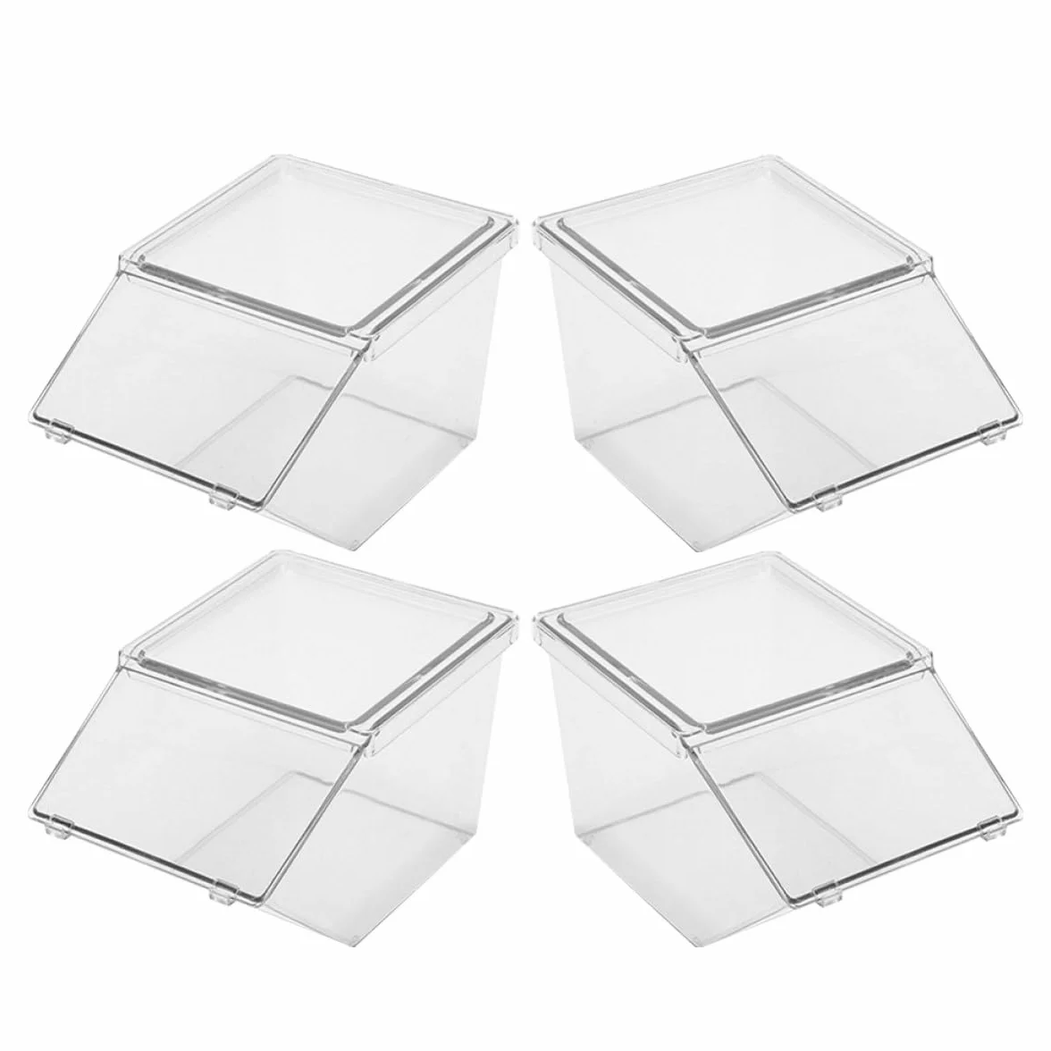 OSALADI Soporte Apilable para Bolsitas de Té y Café 4 Piezas Acrílico Tapa, Caja Organizadora de Sobremesa Grande Capacidad para Paquetes de Azúcar y Condimentos, Adecuado para Cocina