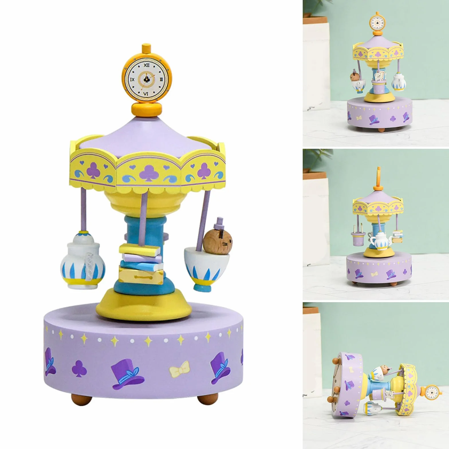 Caja de música de Caballos giratorios para Festival, Caja de música con carruseles, Regalo para Hijas y niños, exhibición navideña Artesanal de Madera