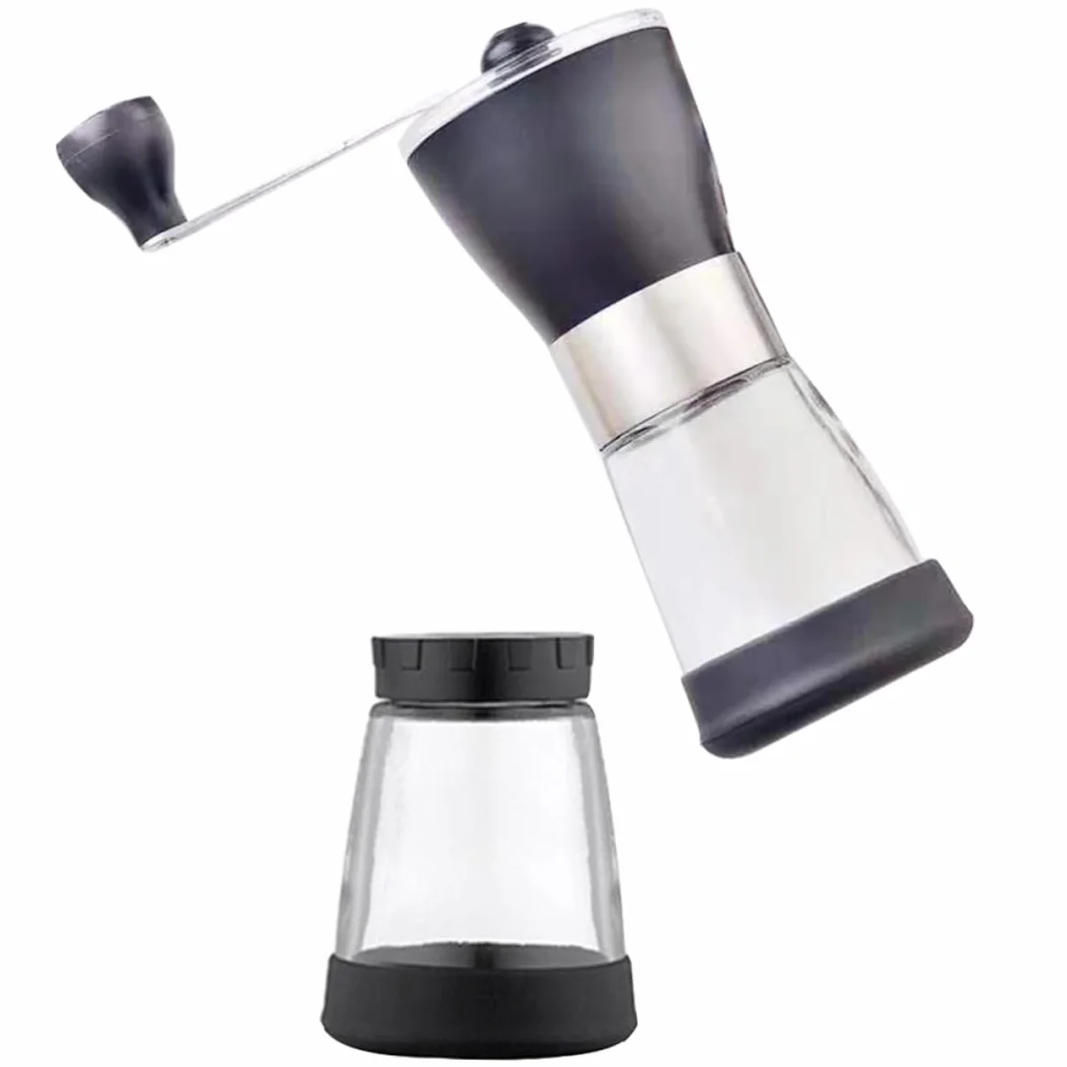 Molinillo de Café y Manual Portátil Recipiente de Sellado, Acero Inoxidable Cerámica Fácil de Desmontar y Ecológico Adecuado para Cocina y