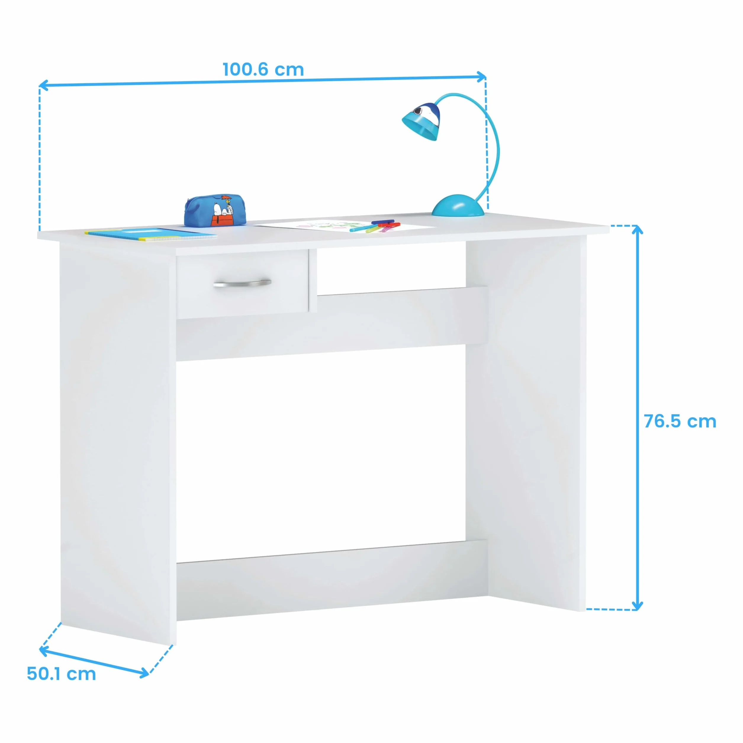 Escritorio Juvenil Dormitorio Estudio Color Blanco 101x77x50 cm