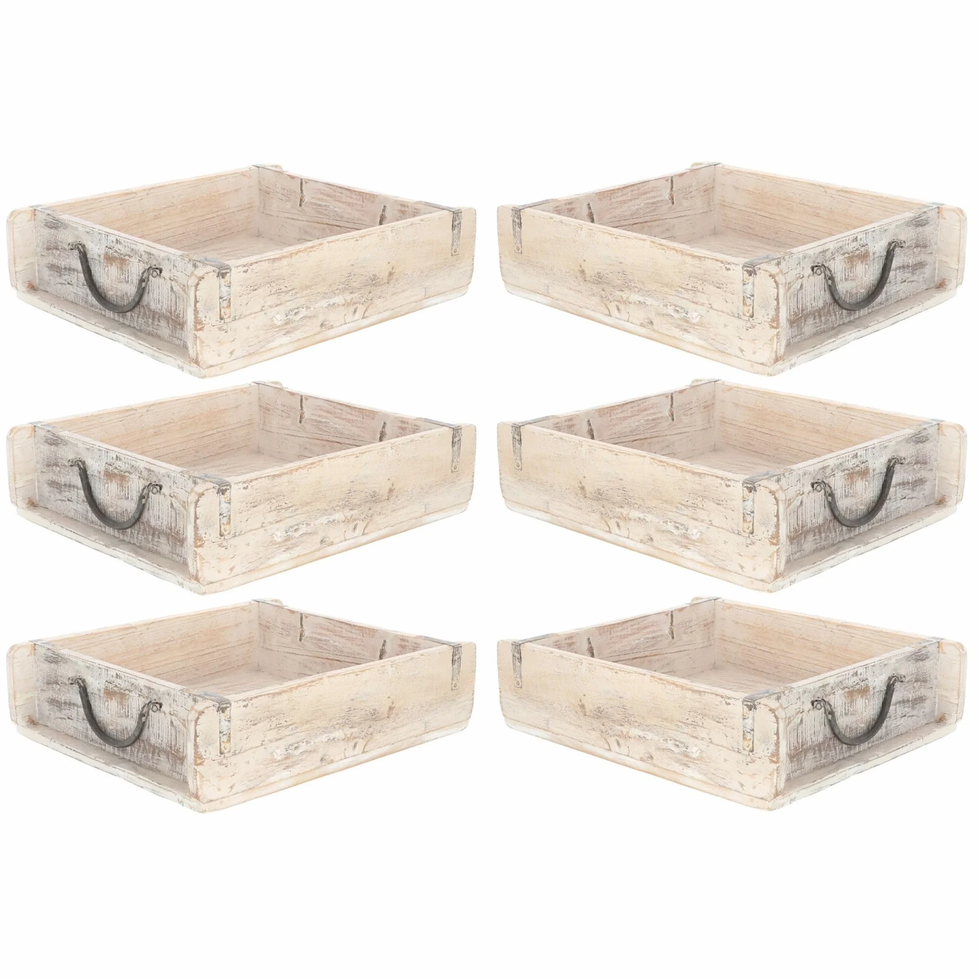 Novaliv 6 cajas de madera vintage blancas 30 x 25 x 8 cm con forma de ladrillo antiguo de madera grande multiusos de madera reciclada de madera reciclada de cualquier forma, un ejemplar único,