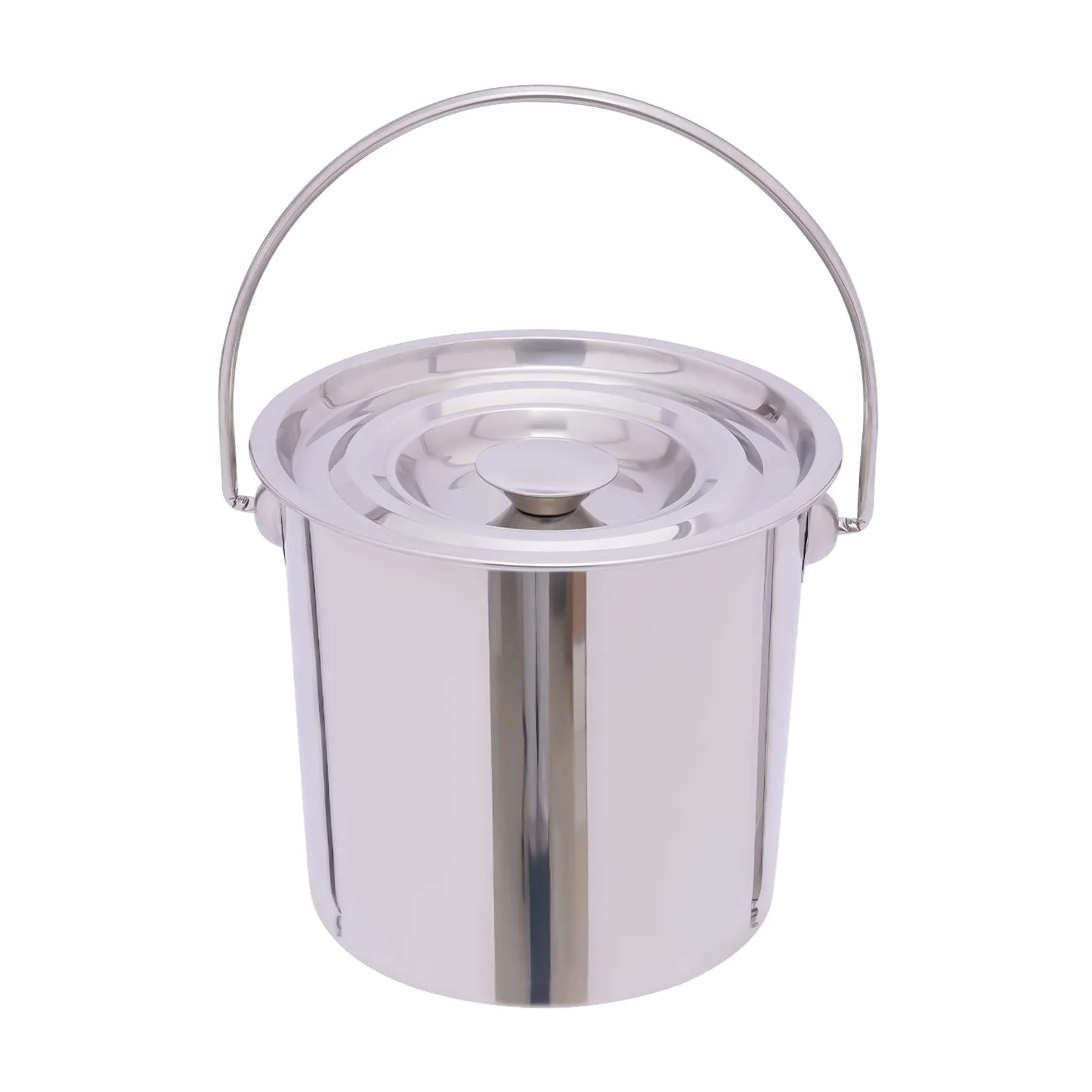 Cubo de acero inoxidable con tapa, cubo de cocina, cubo de comida con asa, cubo de cocina redondo, cubo para alimentos, productos químicos y detergentes, adecuado (6L)
