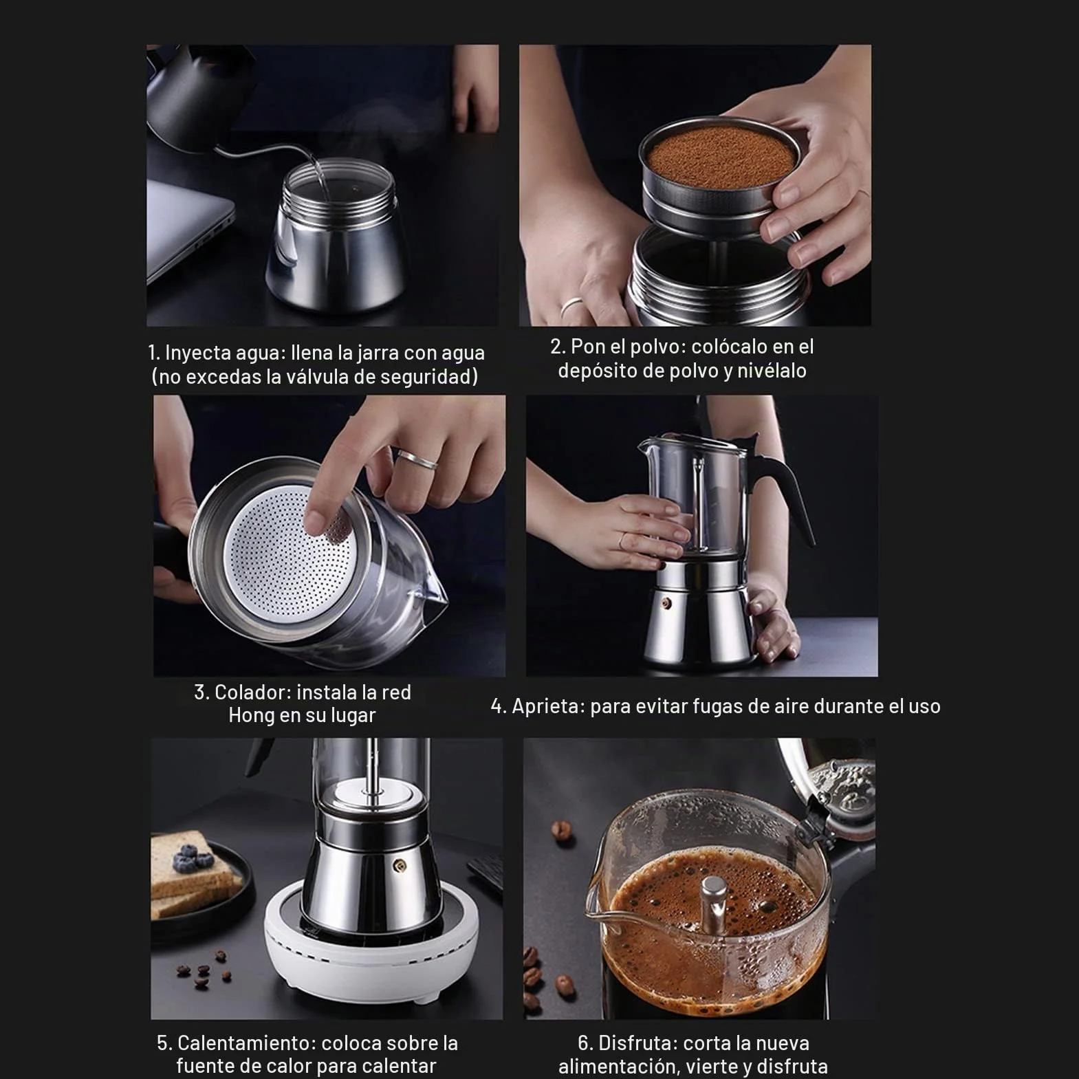BuyWeek Cafetera Moka Pot, Cafetera Espresso de Tapa de Cristal Cafetera Italiana Clásica Cafetera para Estufa 4 Tazas