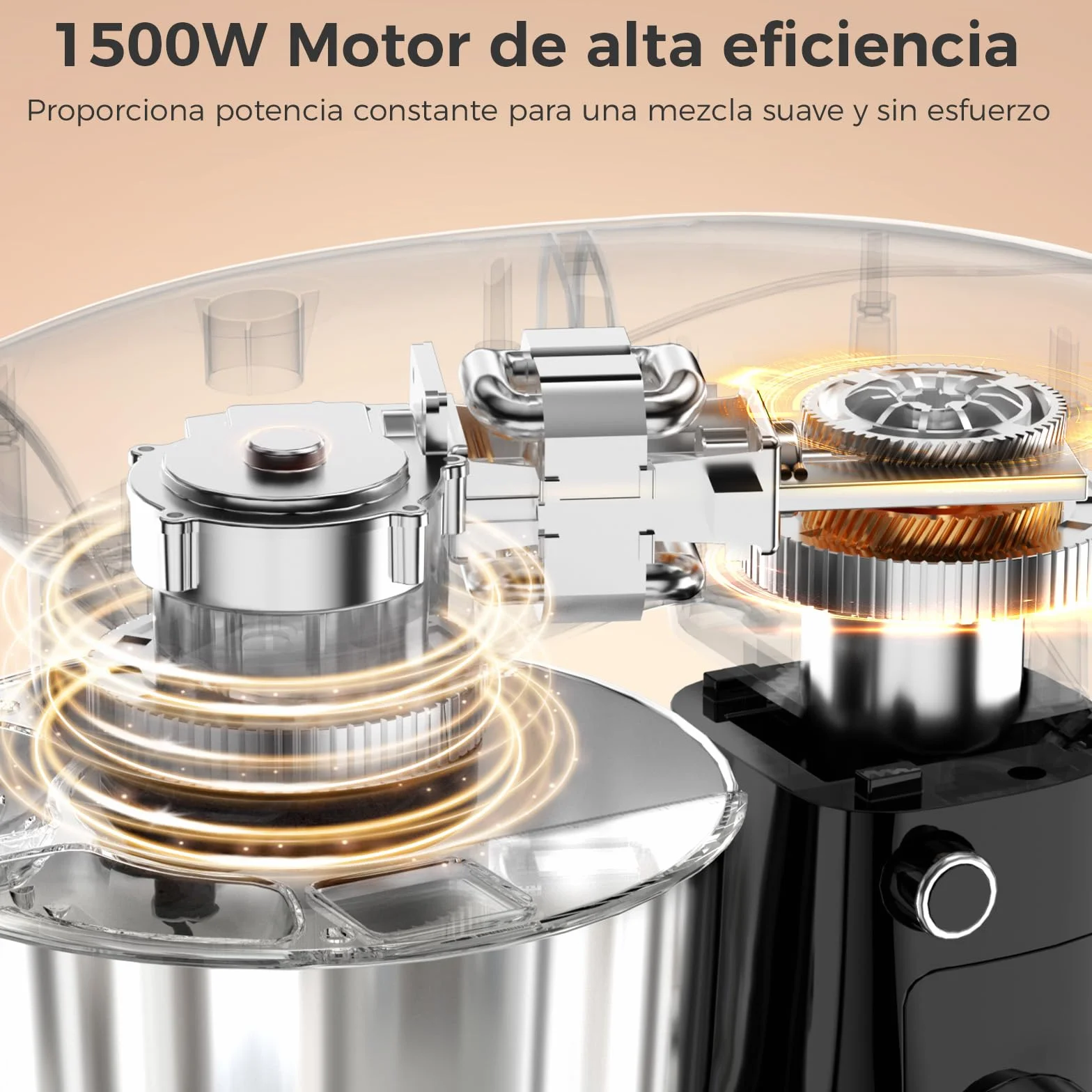 YASHE Batidora Amasadora 1500W, 4,5 + 5L Doble Bol de Acero Inoxidable, 10+P Velocidades, Movimiento Planetario, Cabezal Inclinable, Gancho para Masa, Batidor y Varillas