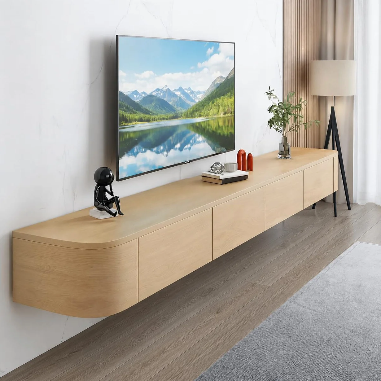 Mueble TV Suspendido, 120-240 cm, Mesa para TV Moderno Mueble para Televisor, Adecuado para La Sala De Estar Y El Dormitorio(220CM)