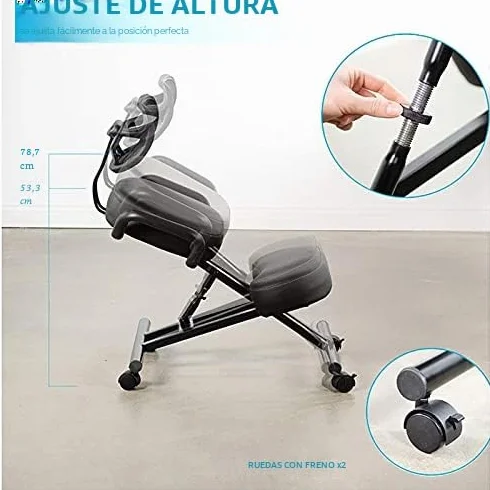 Silla de Rodillas, Silla de Rodillas Ergonómica, Silla de Escritorio Ajustable para Mejorar la Postura con Ruedas Y Respaldo, Silla de Postura Ergonómica para el Hogar, Oficina, Escritorio, Sala de Re