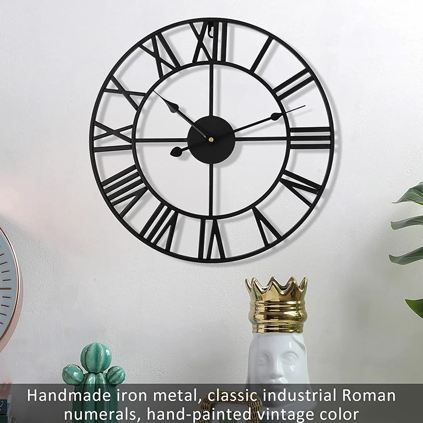Reloj De Pared, Reloj De Exterior, Reloj De Jardín, Reloj De Pared De Estilo Industrial Europeo con Grandes Números Romanos, Reloj De Pared Silencioso De Metal para El H,40cm
