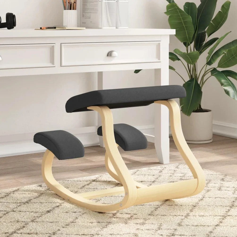 vidaXL Taburete de Rodillas, Silla Ergonómica para Rodillas, Mecedora Acolchada, Silla para Dormitorio Oficina, Madera Contrachapada de Abedul Negro