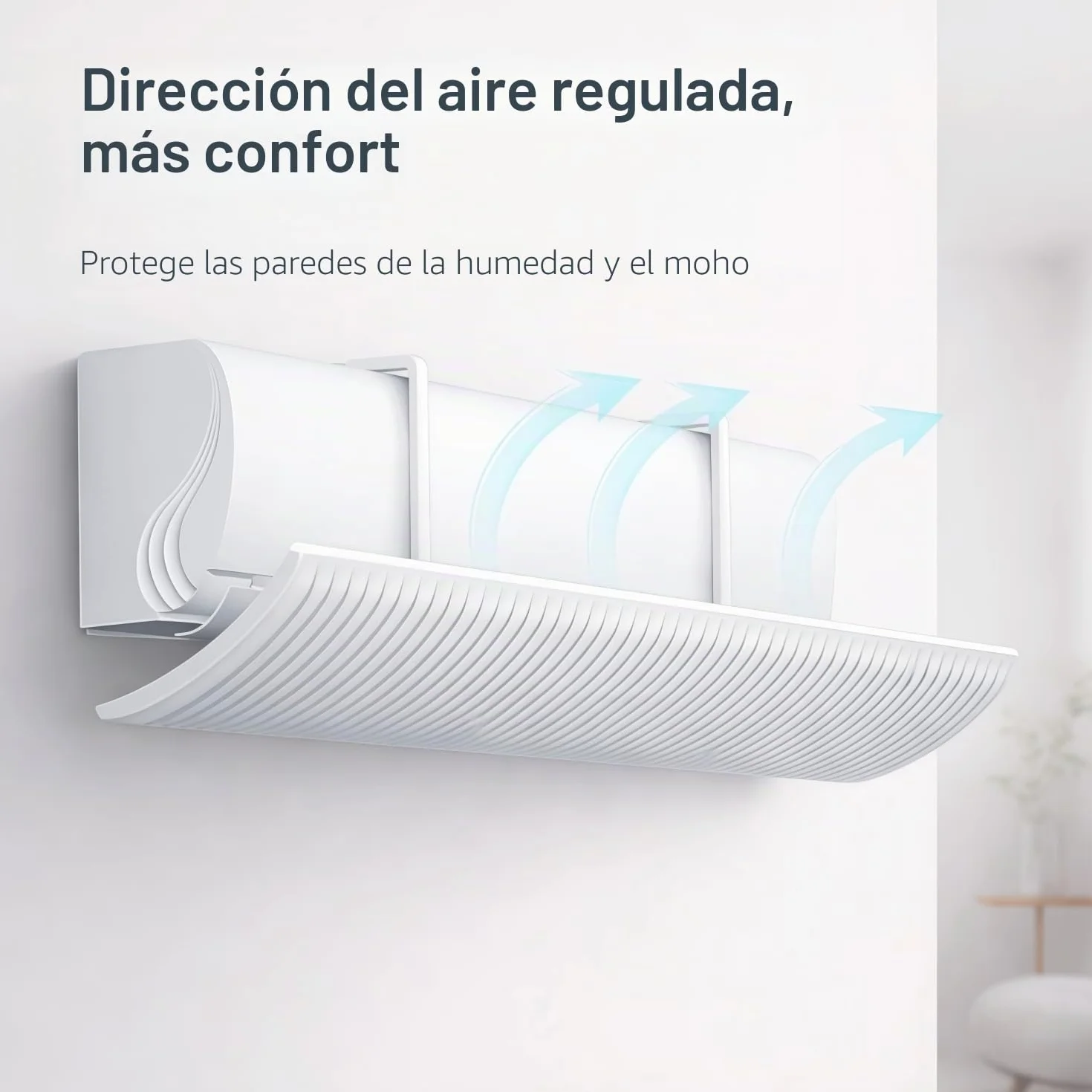 Deflector Aire Acondicionado Split Universal Anti-Soplo con Rejilla Ajustable 180°