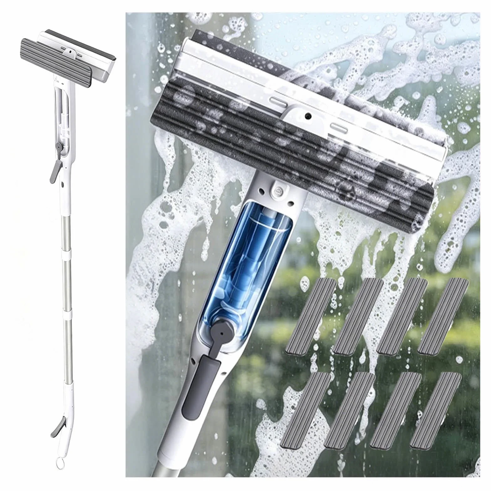 Limpiar Cristales de Ventanas con Depósito de Agua Residual Limpiacristales en Spray de Doble Cara Adecuado para Múltiples Escenarios