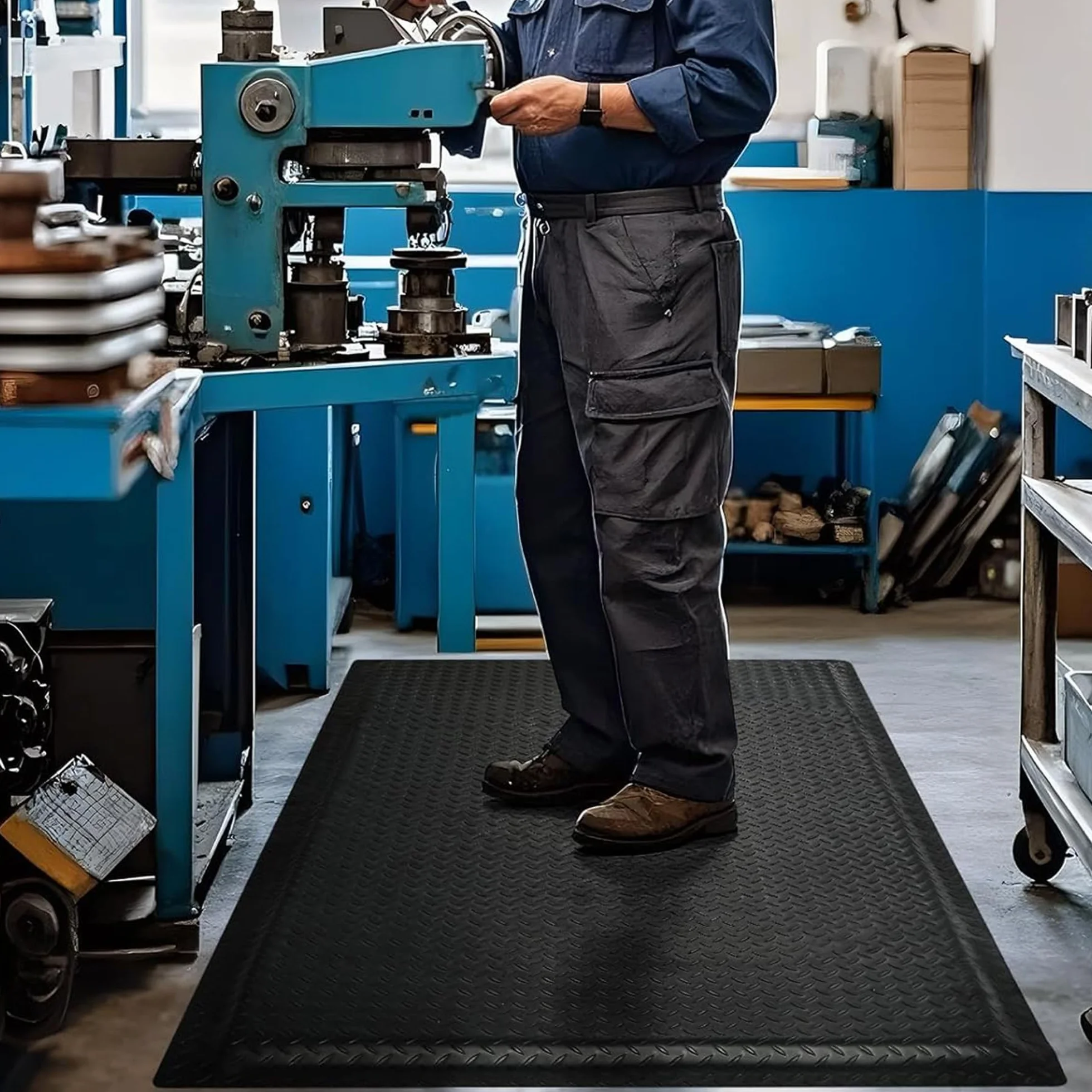 bimiti Esterilla antifatiga para trabajos de pie, alfombrilla ergonómica para lugares de trabajo saludables, 60 x 152 cm, alfombrilla antifatiga, resistente al agua, alfombrilla de pie para estación
