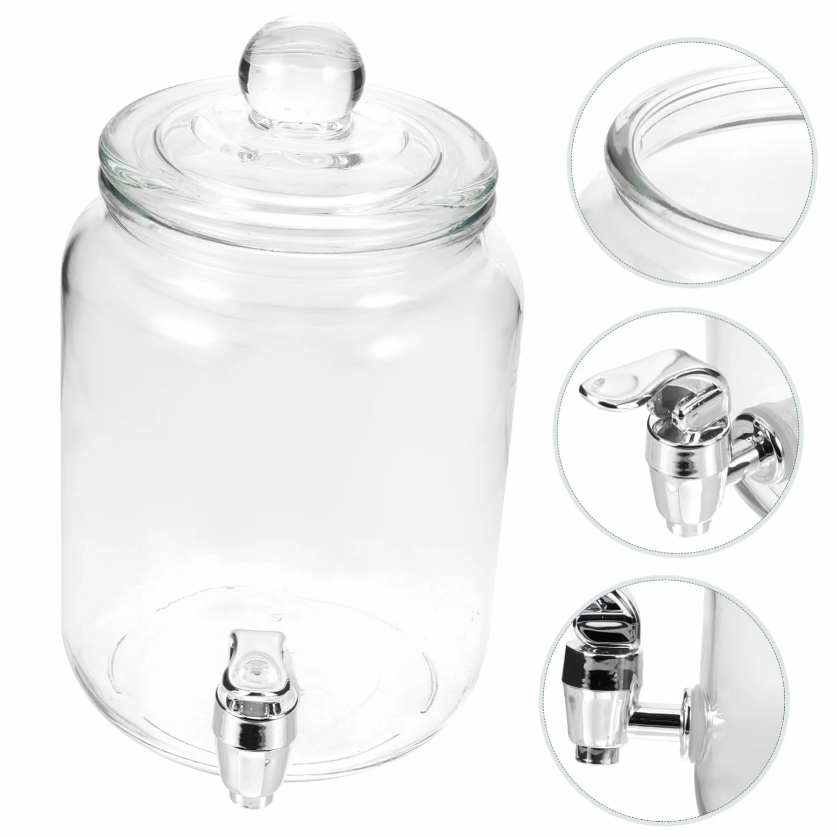 ULTECHNOVO Dispensador de Bebidas con Grifo de Vidrio Claro, Botella para Almacenar Vino con Diseño Simple y Práctico, Adecuado para Uso en Casa o Eventos