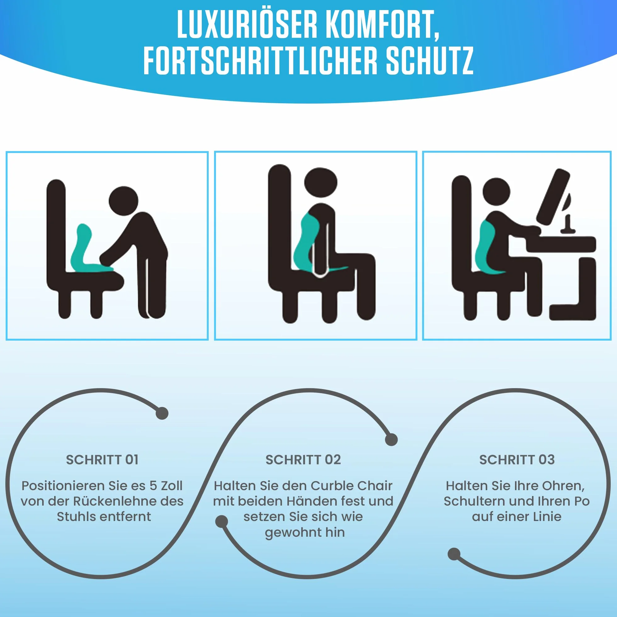 Soporte lumbar ortopédico – Cojín protector de espuma viscoelástica para asiento y respaldo para corrección de postura, dolor de espalda y estabilización pélvica, oficina, sillas de juego y