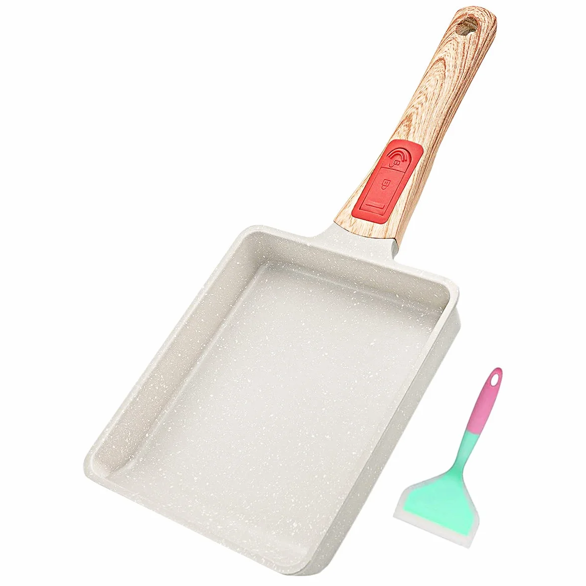 Sartén Japonesa Antiadherente para Tortillas y Tamagoyaki - Rectangular para Huevos con Mango Extraíble 19 * 16 CM, Apta para Horno y Lavavajillas