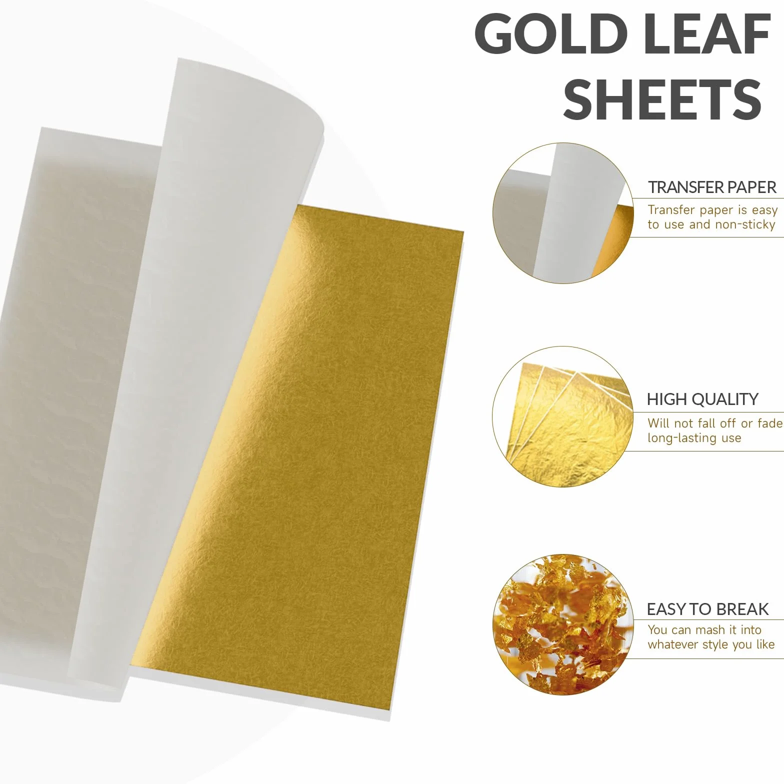 Hojas de oro para dorado 15,5 x 13,5 cm no se decolora no se oxidan