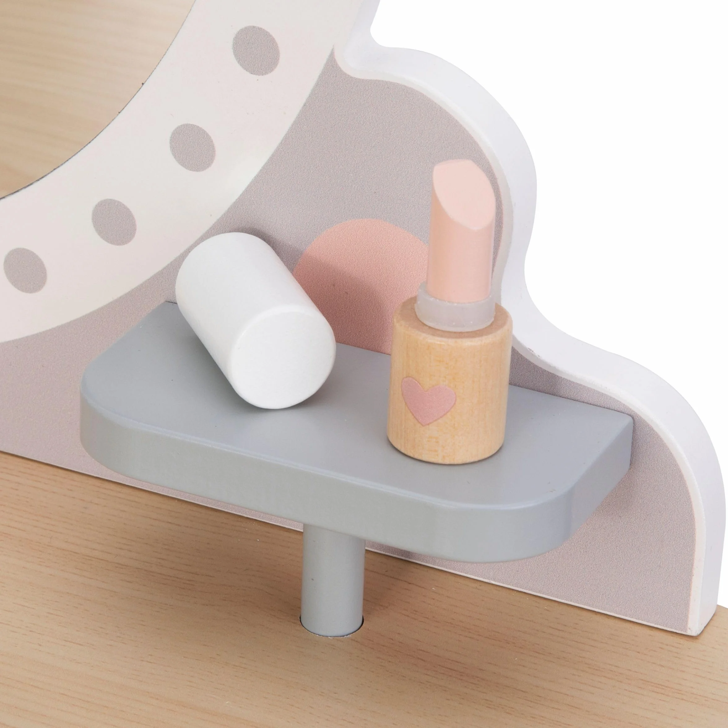 Mamabrum Maquillaje de Madera Dresser para Niñas - Vanidad con Perfume, Esmalte de Uñas, Cepillo y Lazos