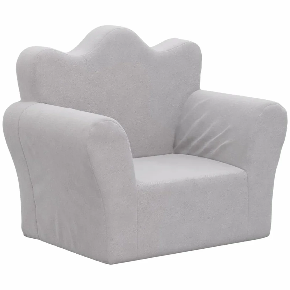 vidaXL Sofá para Niños, Sillón con Respaldo Reposabrazos, Mini Sofá Infantil, Asiento Sofá para Dormitorio Sala de Juegos, Felpa Suave Gris Claro