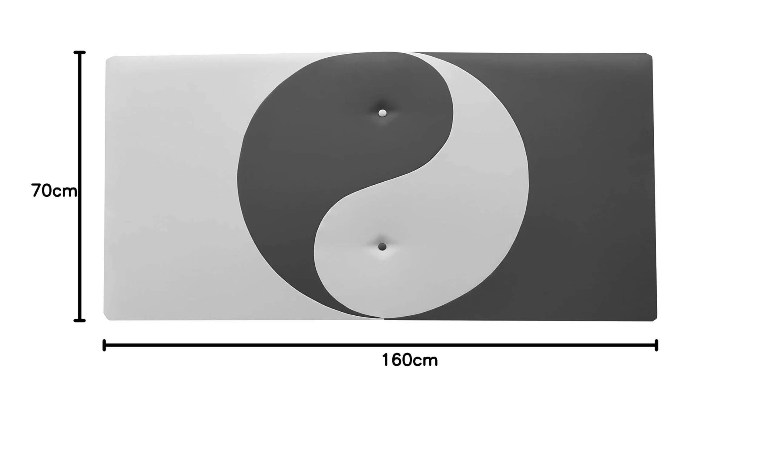 ONEK-DECCO Cabecero de Cama Mod.Ying Yang tapizado en Polipiel,Acolchado de Espuma Varias Medidas y Colores,Cabezal niños, Juvenil y Cama Matrimonio (160x70, Blanco-Gris)