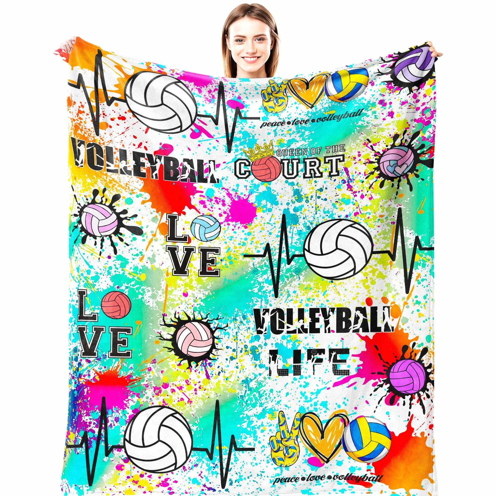 Manta de voleibol para niñas, manta de franela ultrasuave para amantes del voleibol, jugadores de voleibol, merchandising del equipo, regalos de voleibol, 152 x 127 cm
