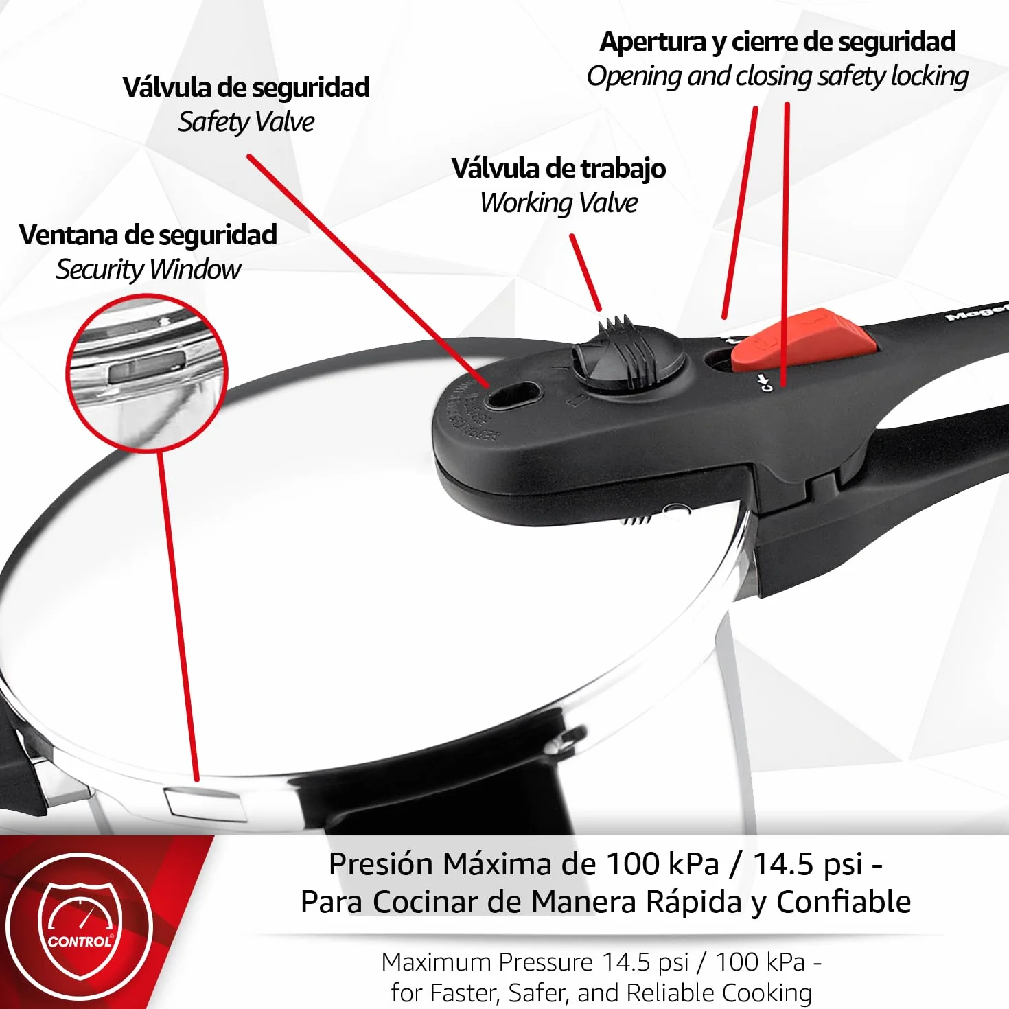 Magefesa Practika Plus - Set de Ollas Express Rápidas 4 + 6L, Acero Inoxidable 18/10, Sensor de Presión, Inducción, Cocina Sana, Cierre Seguro