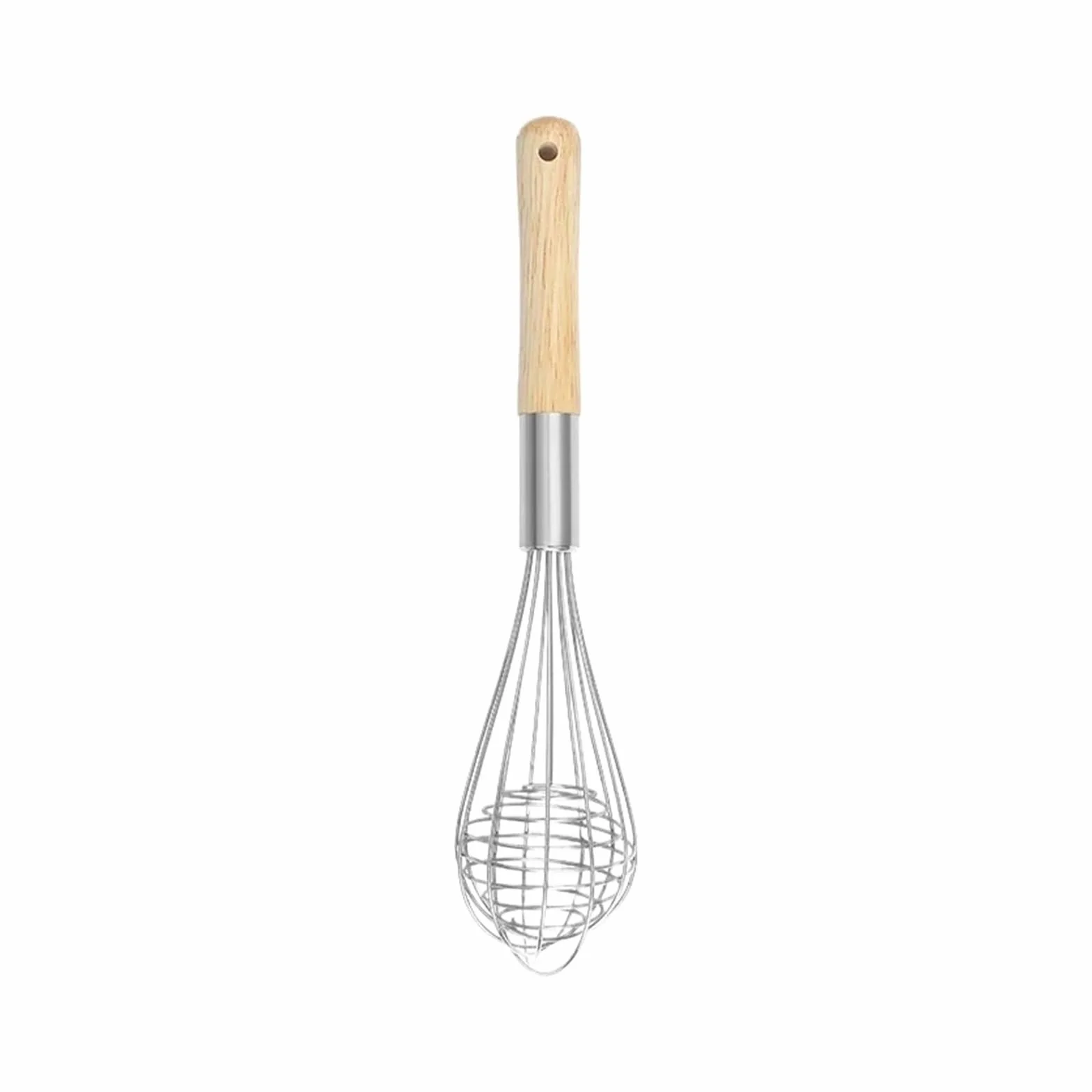 Batidor de huevos acero inoxidable con mango madera, mezclador crema Manual y agitador masa for cocina(10inch Egg Beater)
