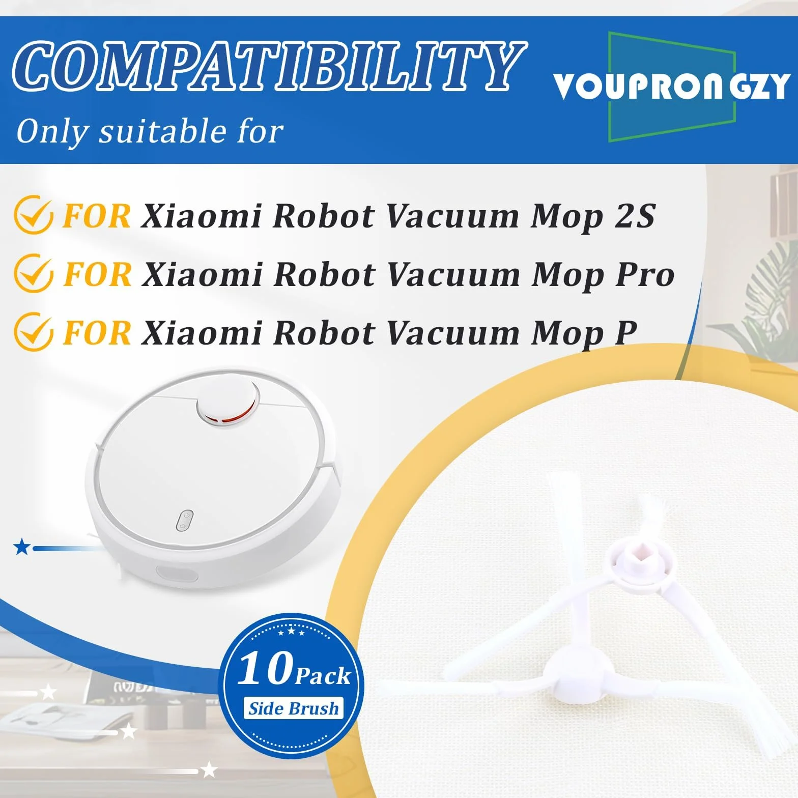 Xiaomi Robot Vacuum S20/S12/S10 Cepillos Laterales EU Repuesto Aspiradoras 10 Piezas