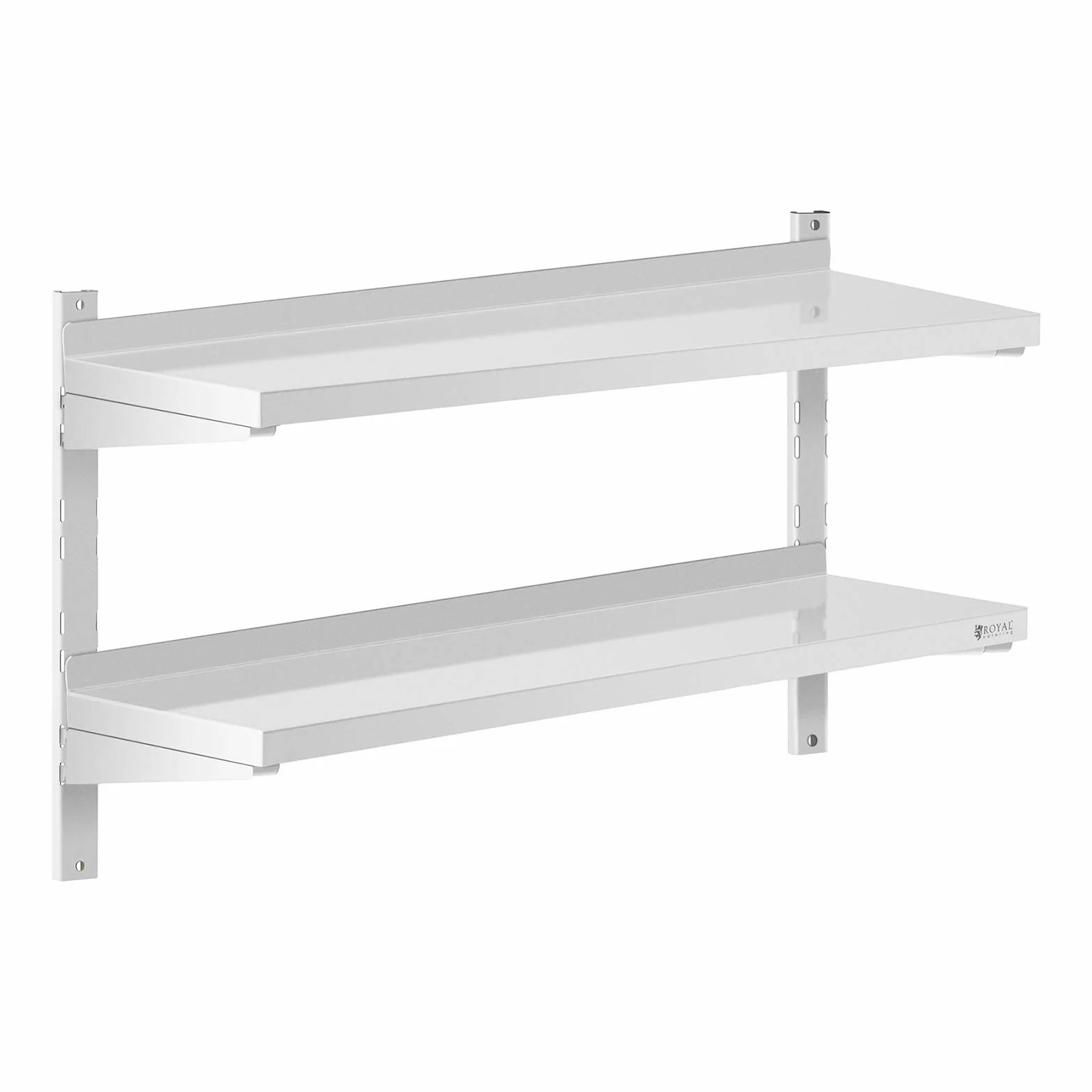 Royal Catering Estante De Pared Metálico Estantería para Cocina RCWR-1000.3 (Montaje a Pared, Capacidad: 40 kg, Acero Inoxidable, 2 baldas, 30 x 100 cm)