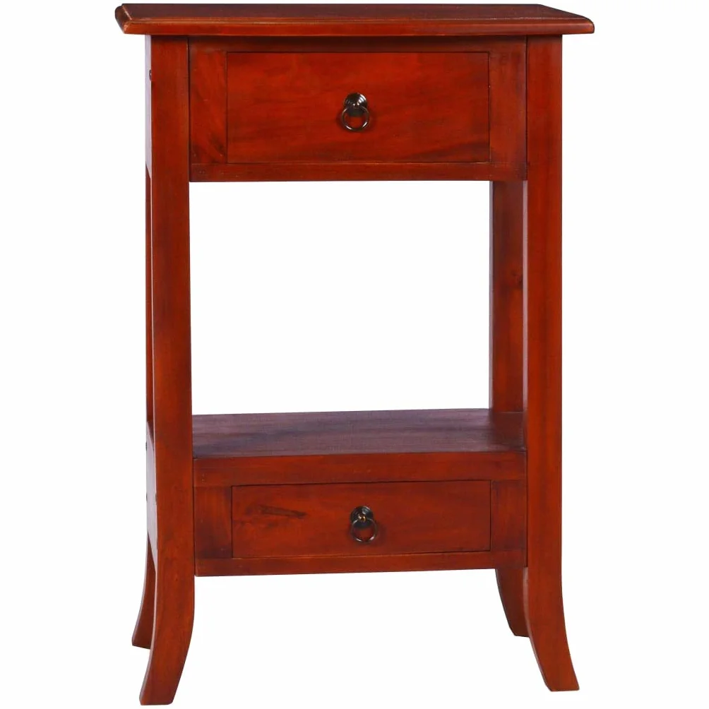 vidaXL Mesa consola clásica, para decoración de salón, mesa auxiliar, mueble móvil, mesita de noche, color marrón, madera maciza de caoba