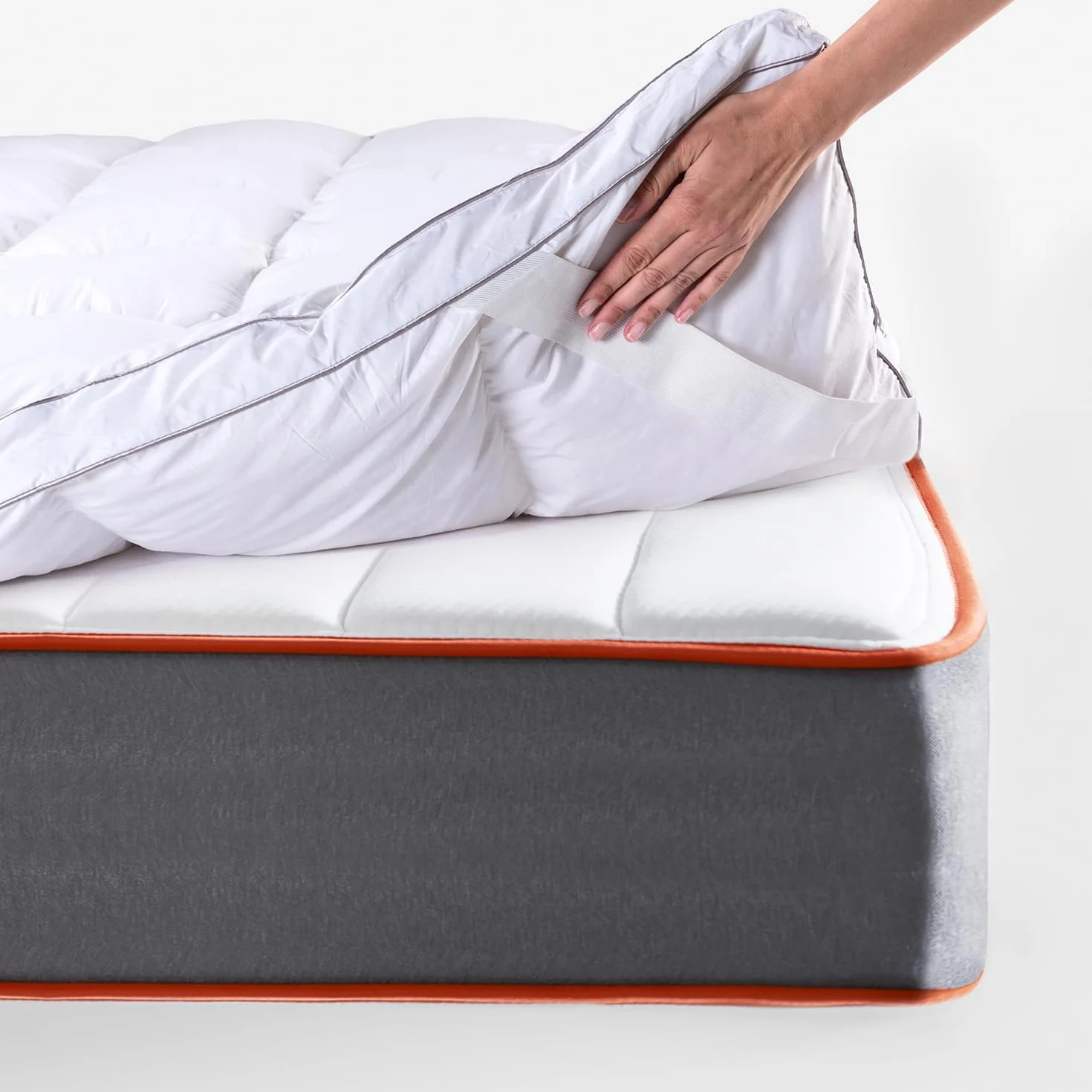 What The Sleep - Cubre Colchón 150 x 190 cm | Cama 150 cm | Topper Relleno Natural 1300 gr/m² | 5 cm Altura | Algodón Downproof | Sobrecolchón Natural Efecto Nube Mullido | Top Transpirable | Bass