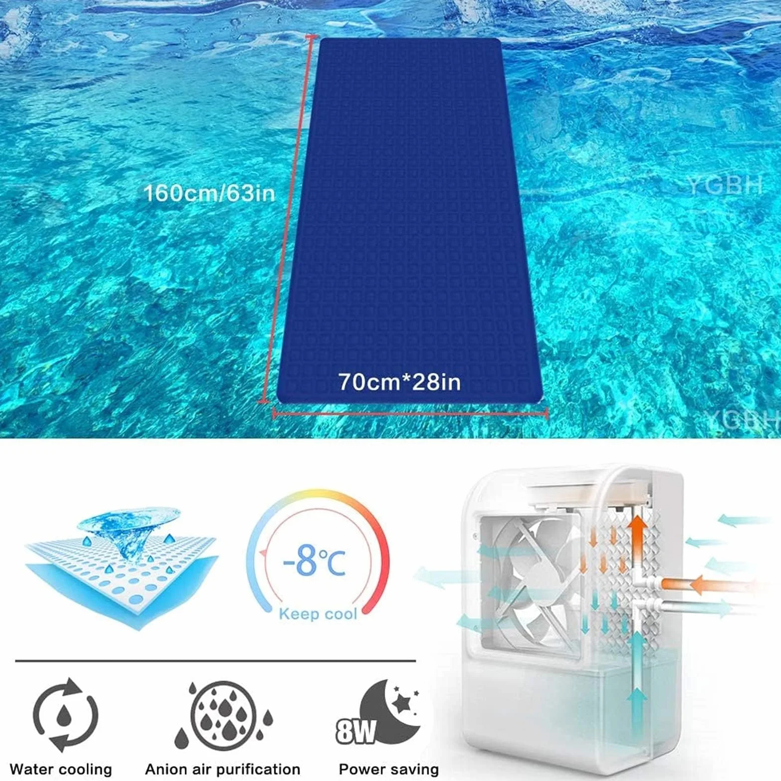 Colchón de Agua refrescante, colchón refrigerado por Agua con Control Remoto, Almohadilla de enfriamiento de Cama, cubrecolchón refrigerado de PVC, 63x27 Pulgadas