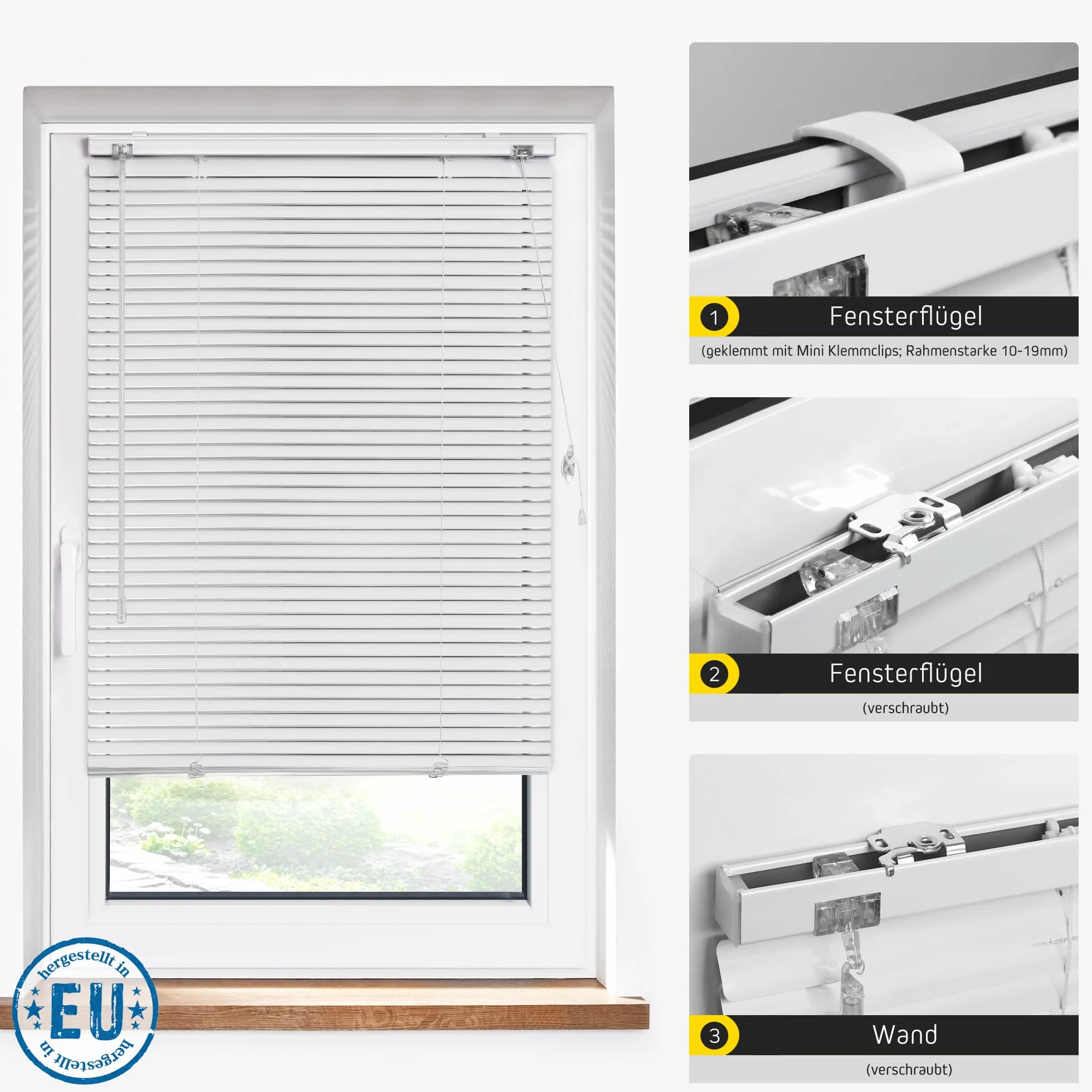 Jalousiescout Persiana Veneciana sin luz Persiana Veneciana de Aluminio, innovadora tecnología de oscurecimiento, protección de la intimidad, sin taladrar, 150 x 250 cm, Gris Oscuro Mate