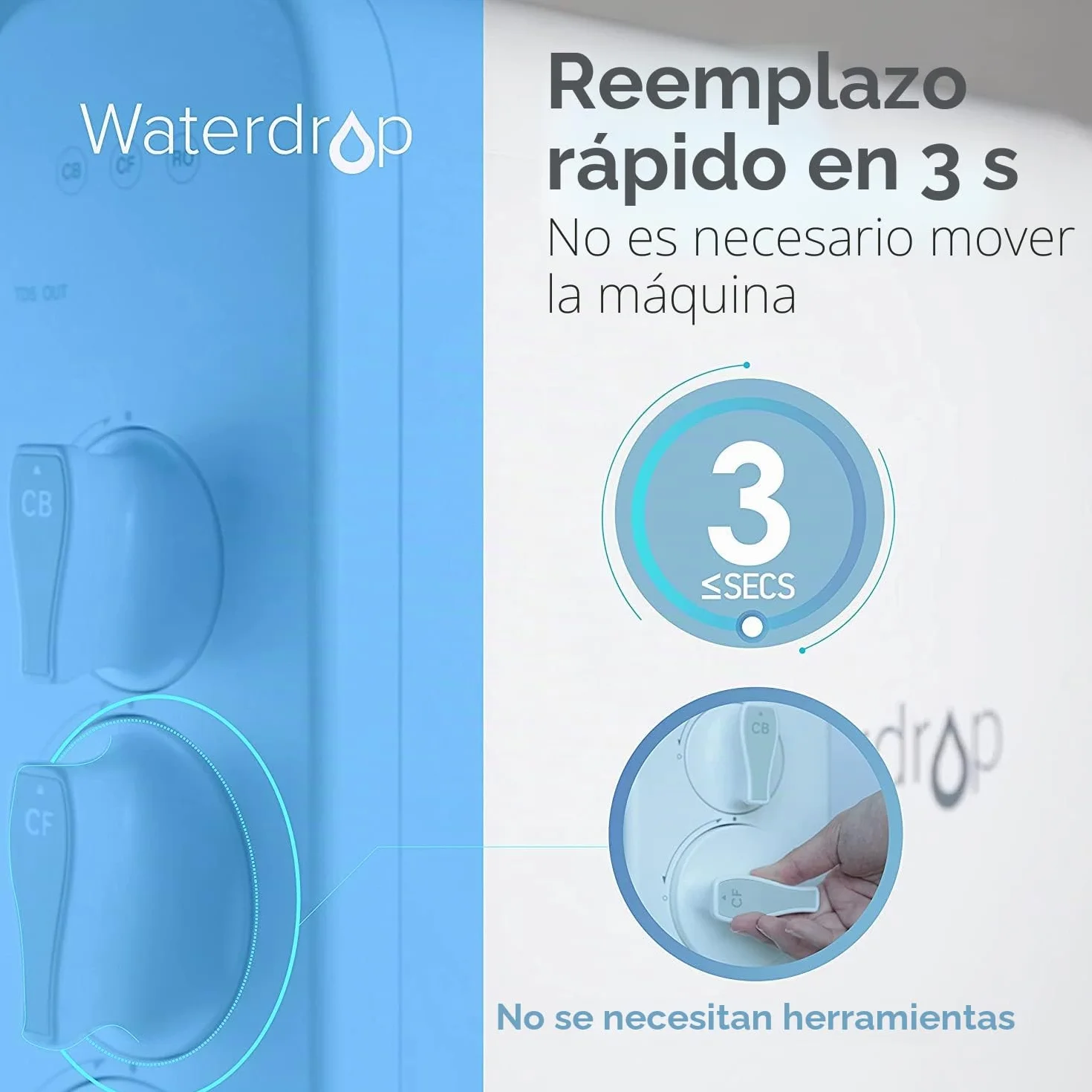 Waterdrop Filtro WD-G3-N1CF, 6 meses de vida útil, Reemplazo para el Sistema de ósmosis inversa WD-G3-W
