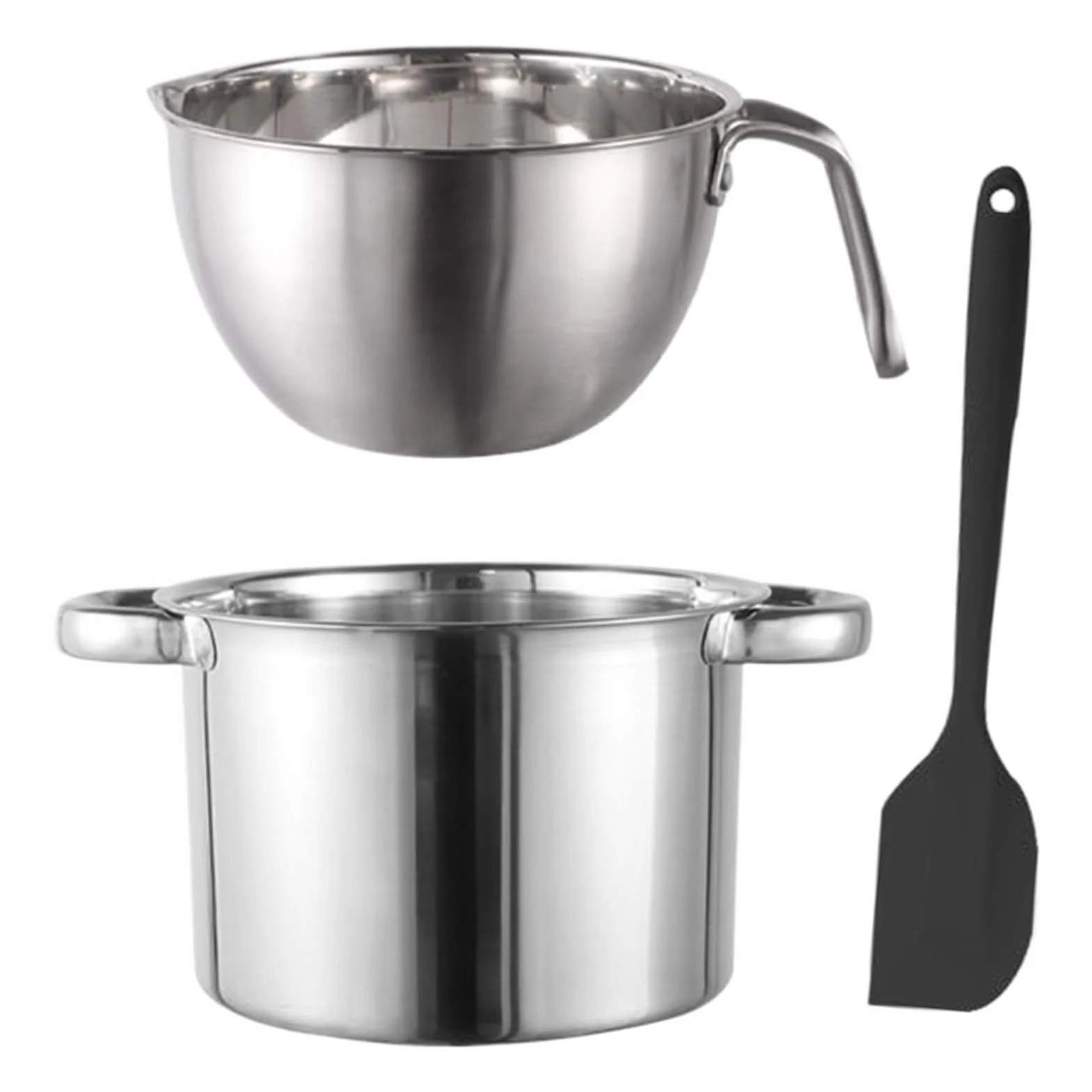 Acero inoxidable juego de olla baño maría 2,6 L y tazón 2 L con espátula silicona derretir chocolate