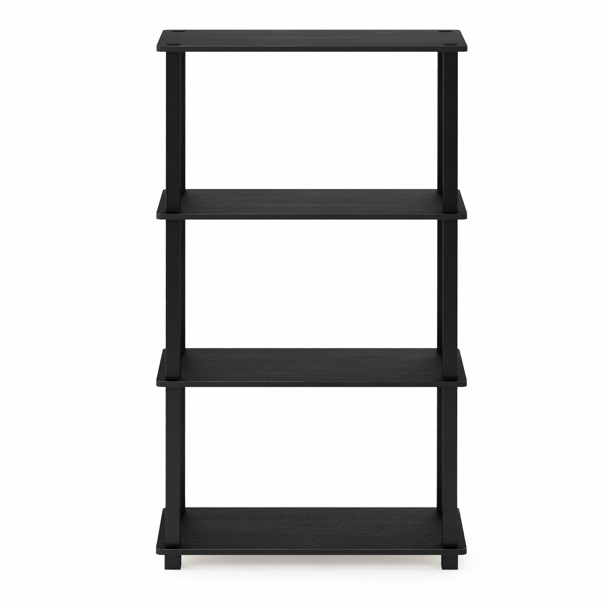 Furinno Estantes sin herramientas Americano/Negro Tubería rectangular | Estante esquinero de marco abierto, para organización y almacenamiento, sala de estar, garaje, oficina en casa