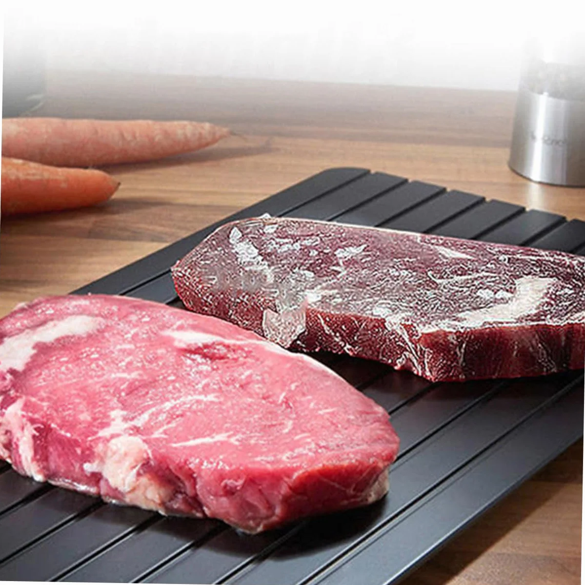 COLLBATH 3piezas Bandeja De Descongelación Rápida De Gruesa y Rápida Para Carne Pechugas De Pollo Chuletas De Cerdo Fácil De Limpiar y Usar
