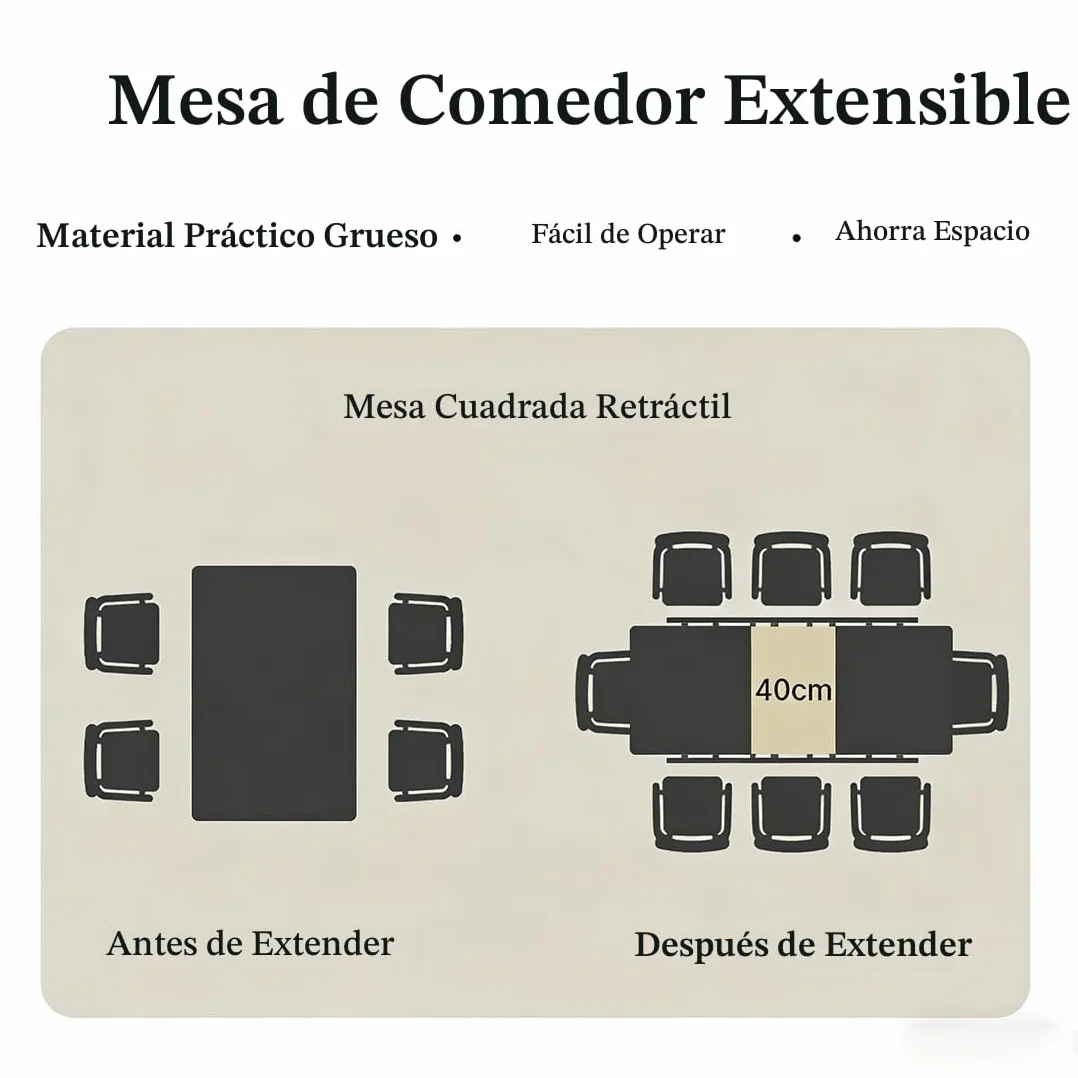 JIEXI Juego de 4 mesas de Comedor Extensibles de 130 x 170 cm, 4 sillas de Pana, Tablero Rectangular de MDF de Cemento, Estilo Moderno y contemporáneo para Comedor y Cocina