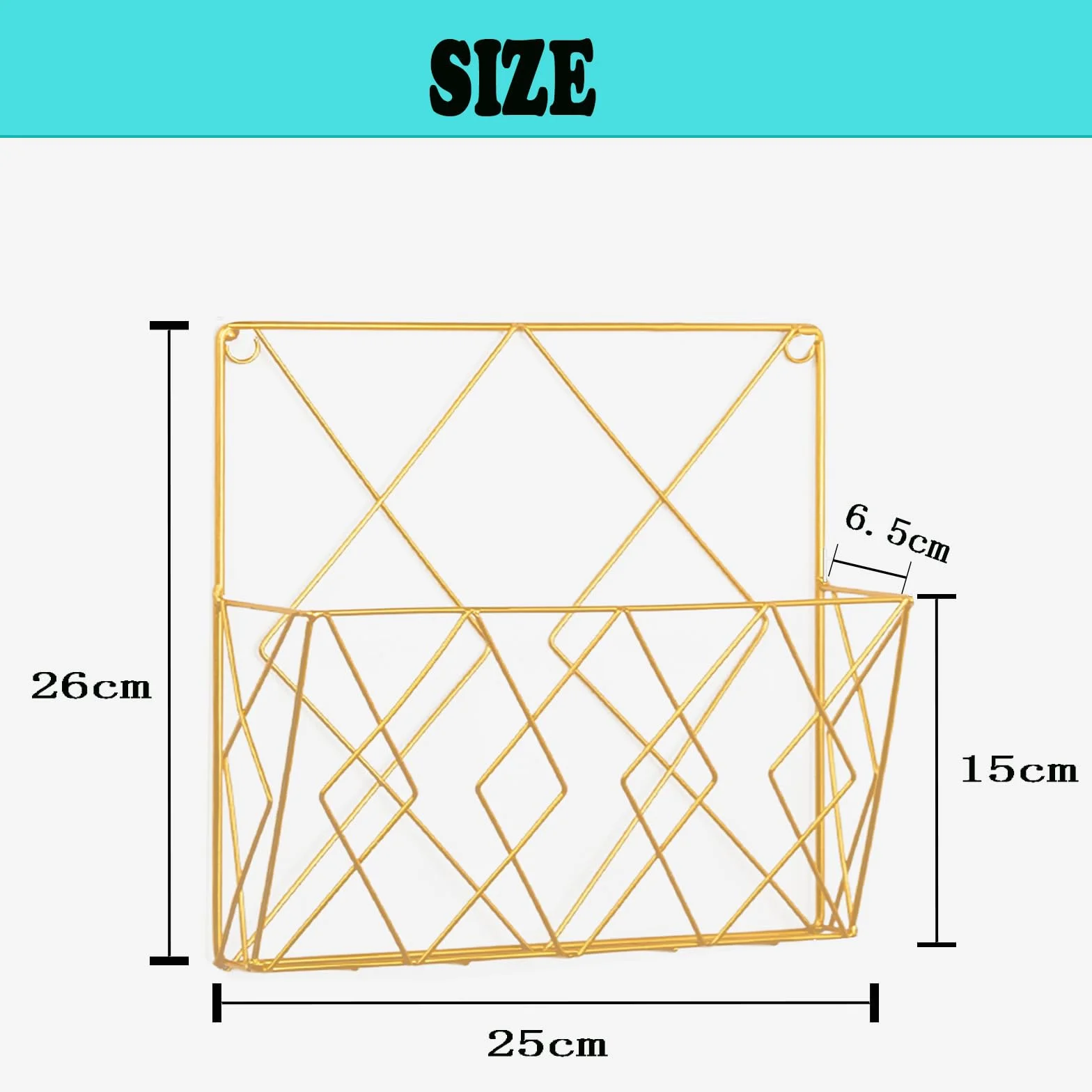 Estantería de pared metálica dorada para revistas y periódicos