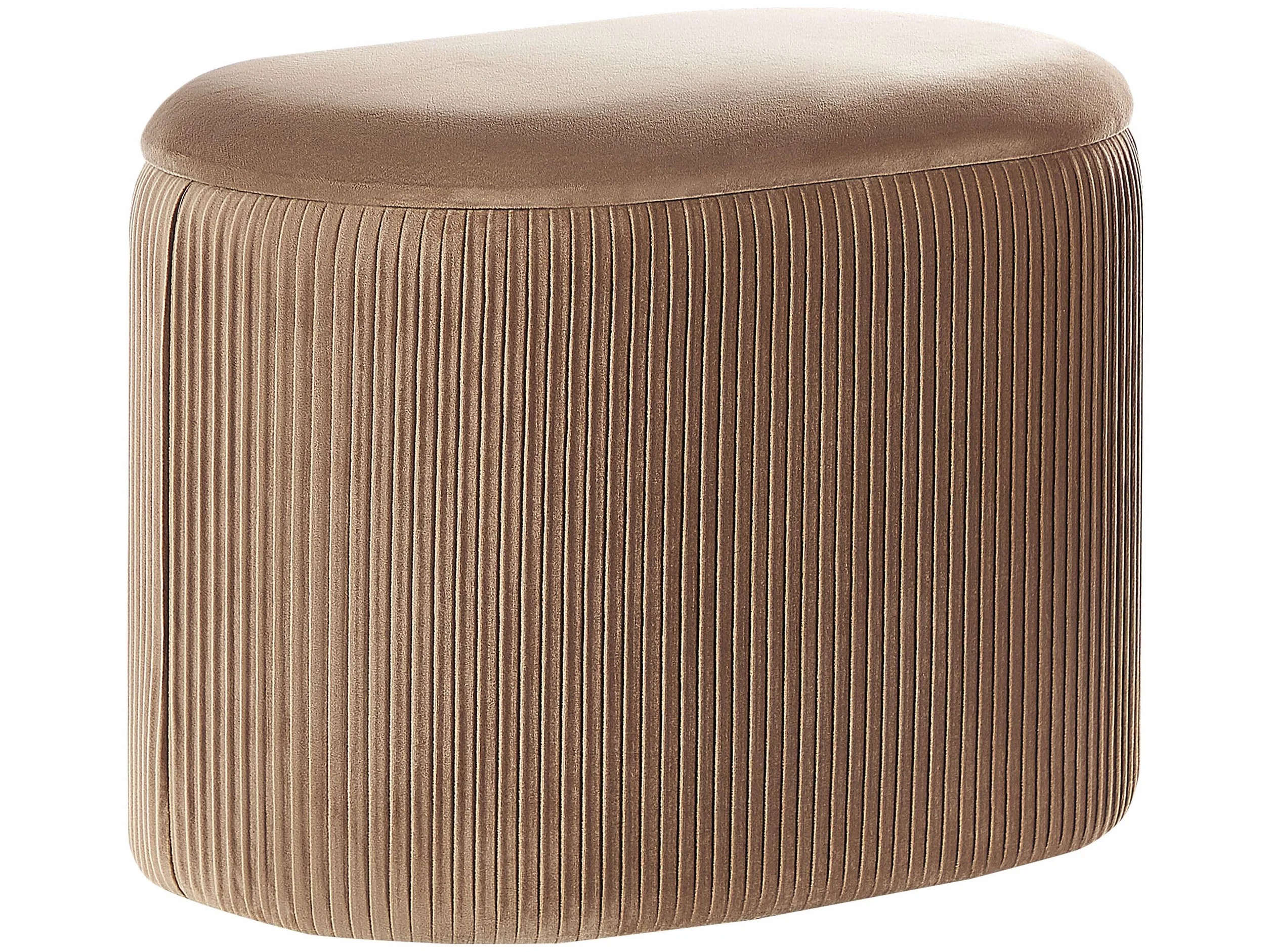 Beliani Puf de Terciopelo Beige almacenaje reposapiés Glamour Sala de Estar Dormitorio Richland
