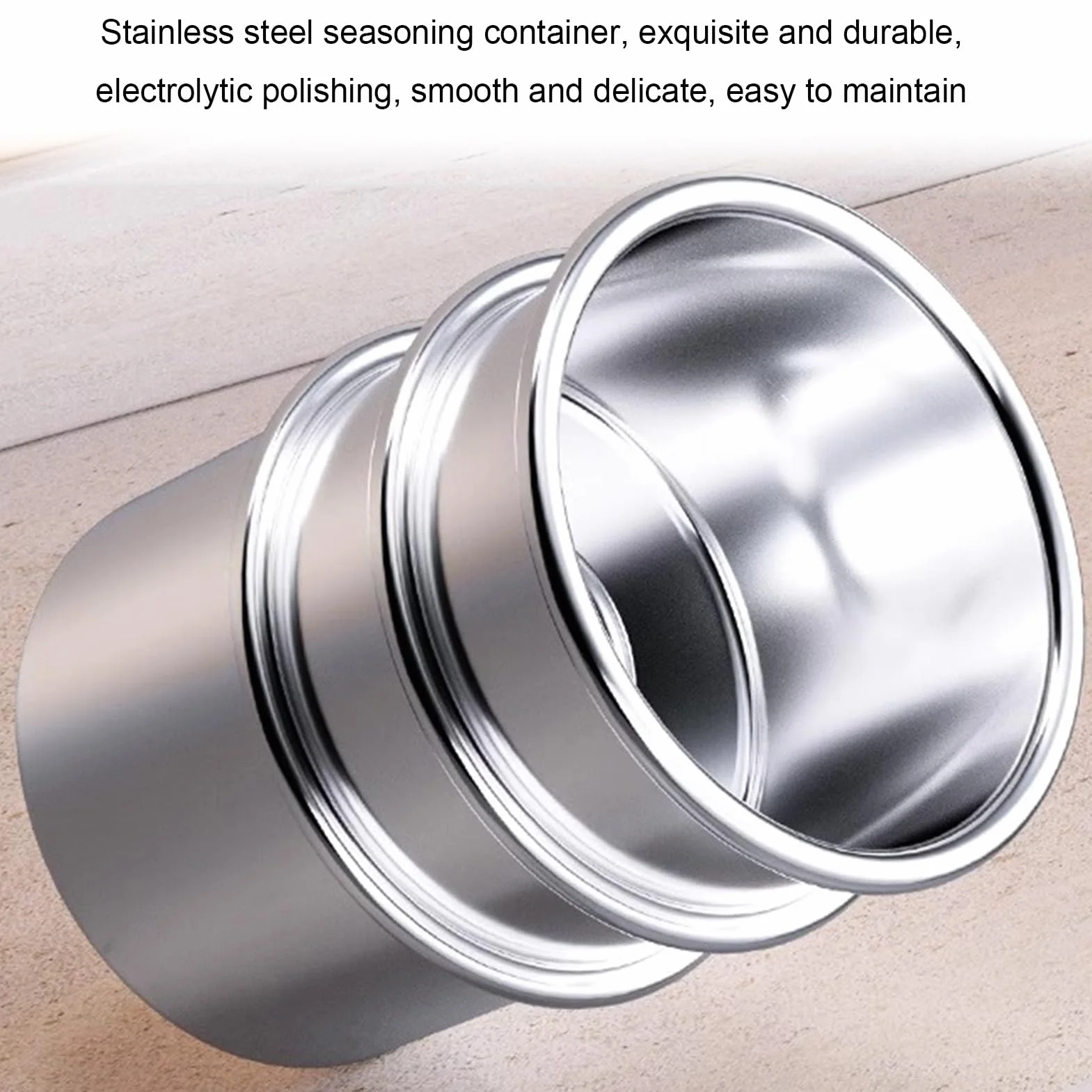 Juego de especias comercial, estantes de acero inoxidable para condimentos con sartenes y tapas, dispensador de especias para condimentos, ensalada, mermelada, ingredientes, recipiente de alimentos