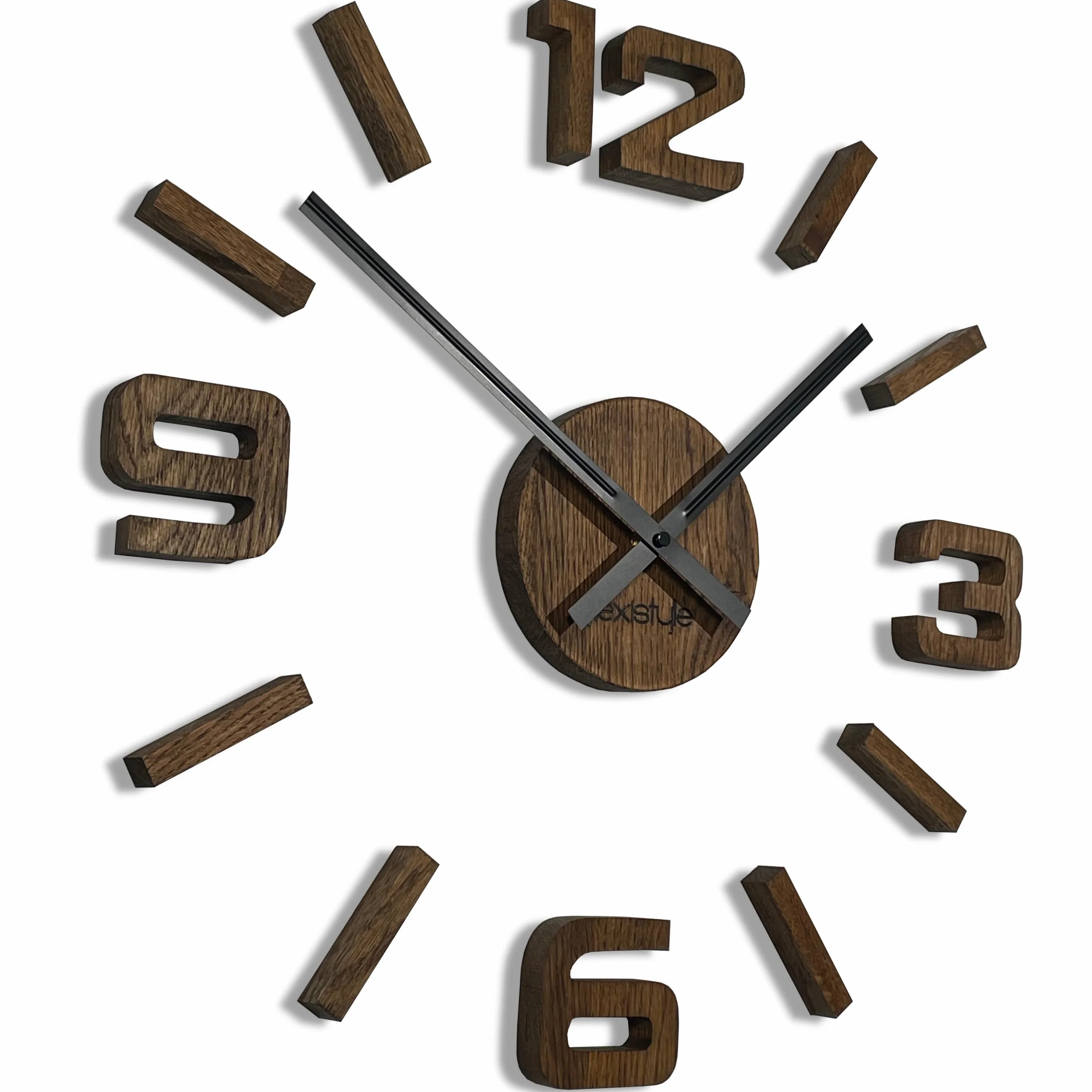 Relojes de pared 3D DIY madera roble grande reloj de pared 50-75 cm 3D reloj de pared diseño moderno EKO relojes de pared decoración relojes para oficina, salón, dormitorio, artículo decorativo, reloj